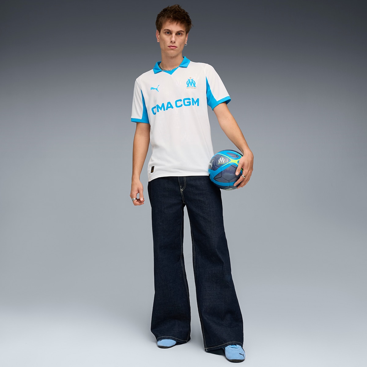 T-shirt de Futebol de Homem OM Home Jersey Réplica Branco-5