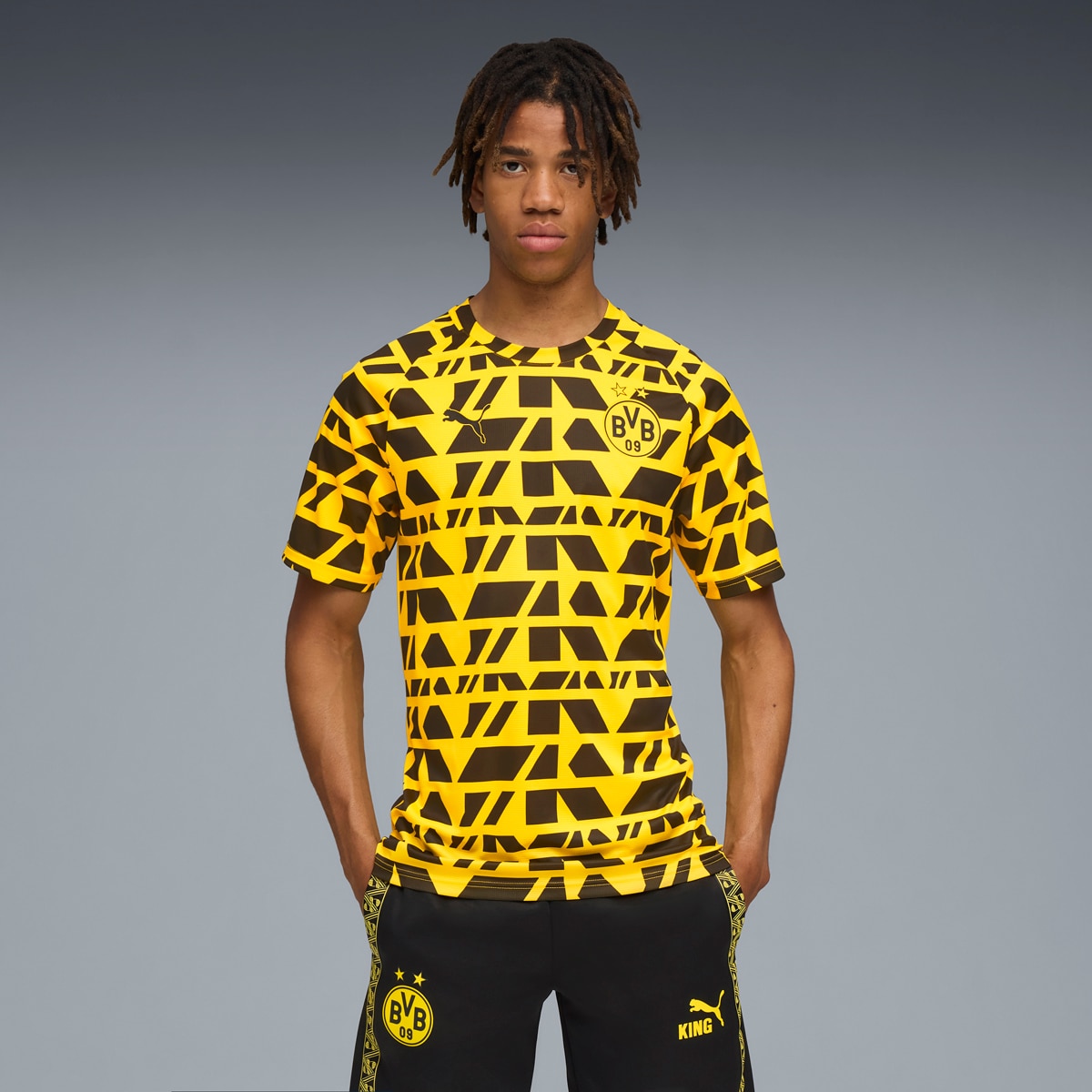 T-shirt de Futebol de Homem BVB Warm Up Jersey Amarelo-1