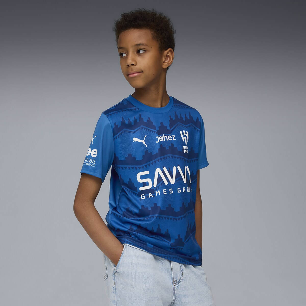 T-shirt de Futebol de Homem AHSFC Home Fan Jersey Jr Azul-3