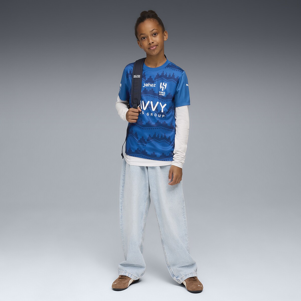 T-shirt de Futebol de Homem AHSFC Home Fan Jersey Jr Azul-5