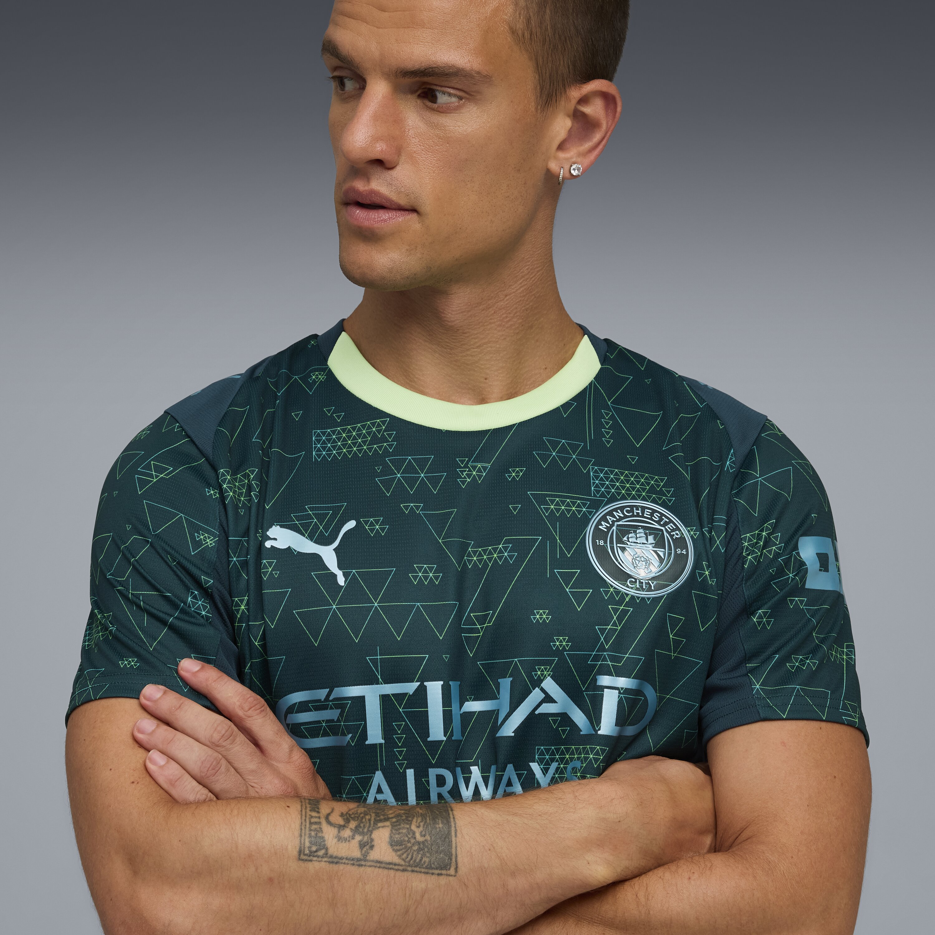 T-shirt de Futebol de Homem MCFC 4th Jersey Replica Verde-4