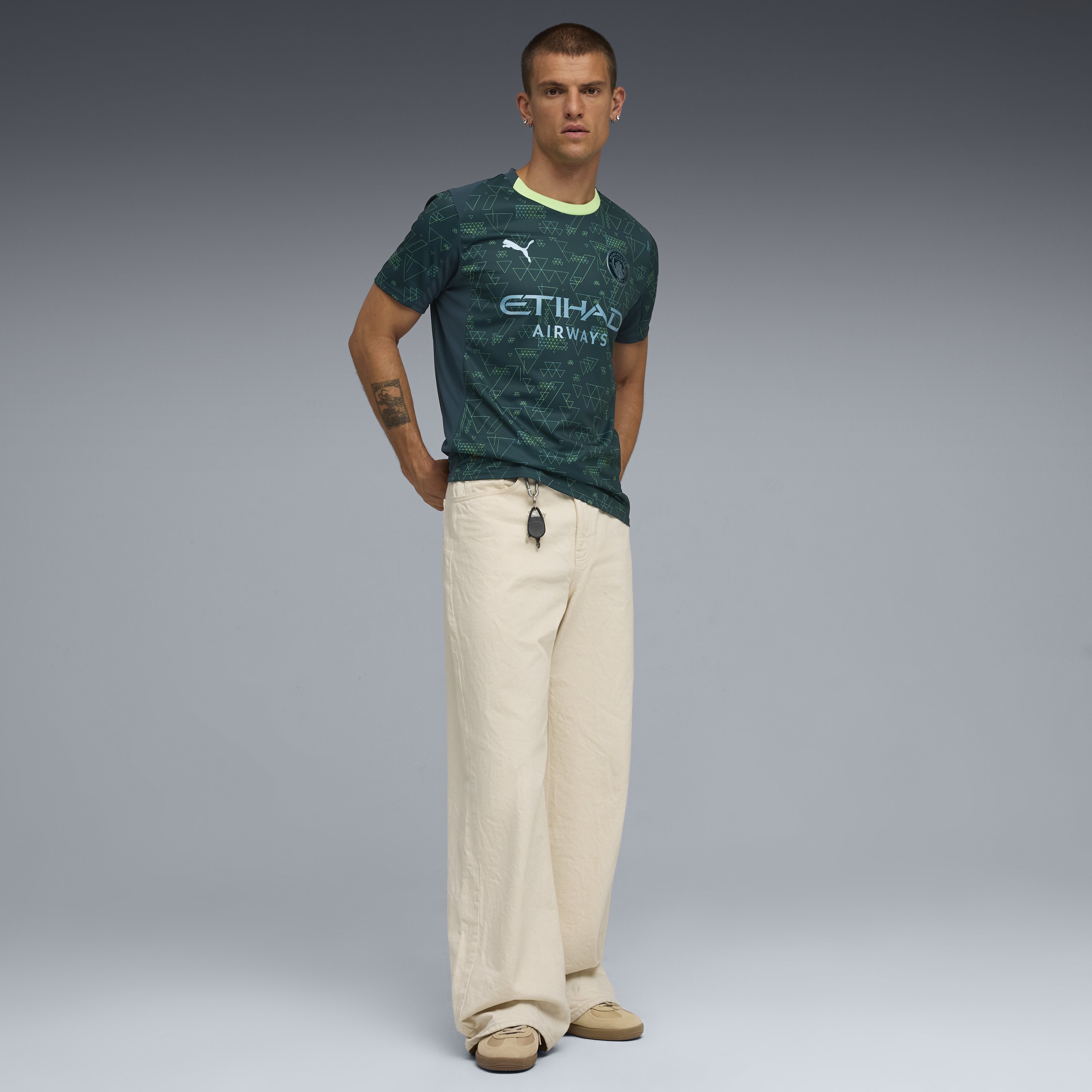 T-shirt de Futebol de Homem MCFC 4th Jersey Replica Verde-5