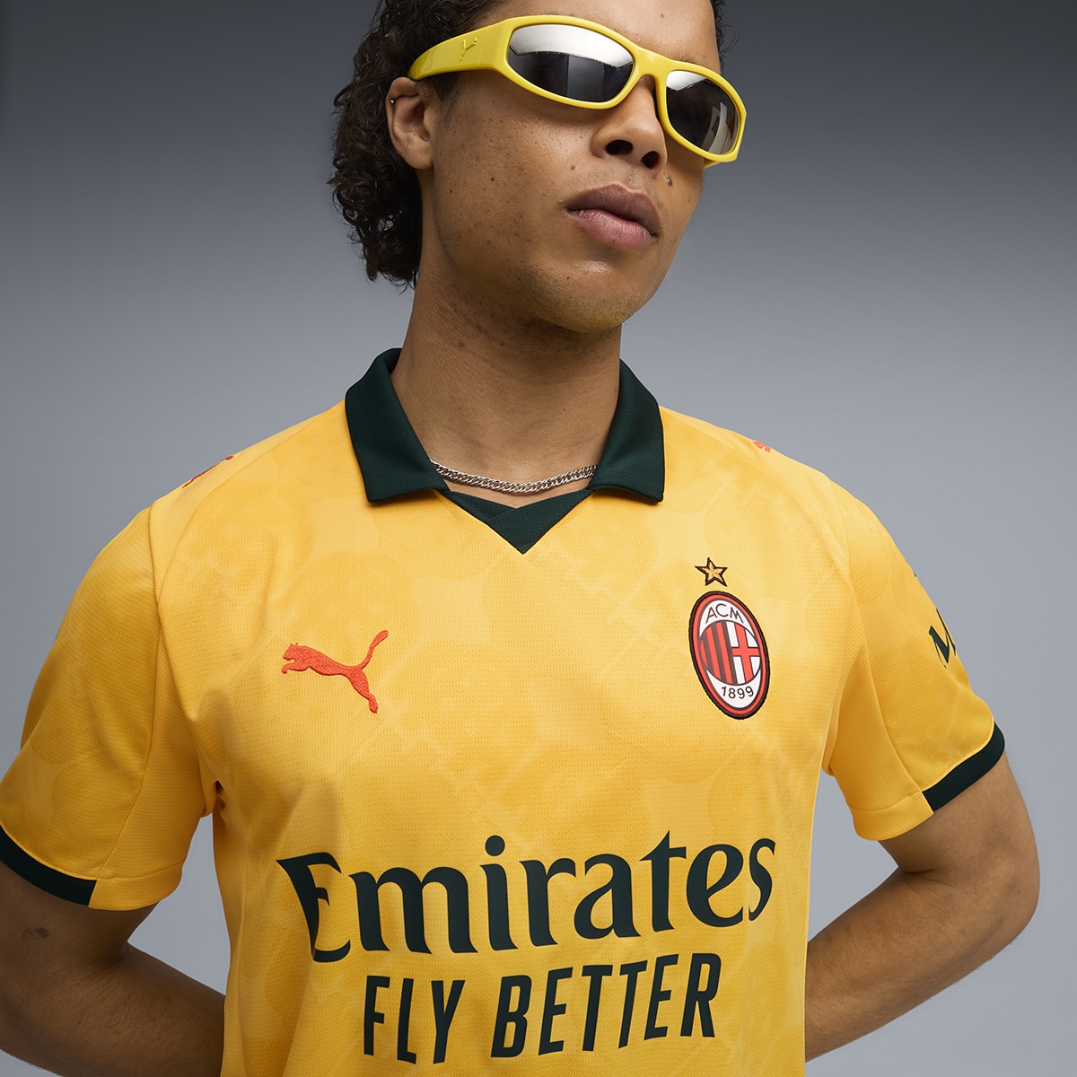 T-shirt de Futebol de Homem ACM 3rd Jersey Replica Amarelo-5