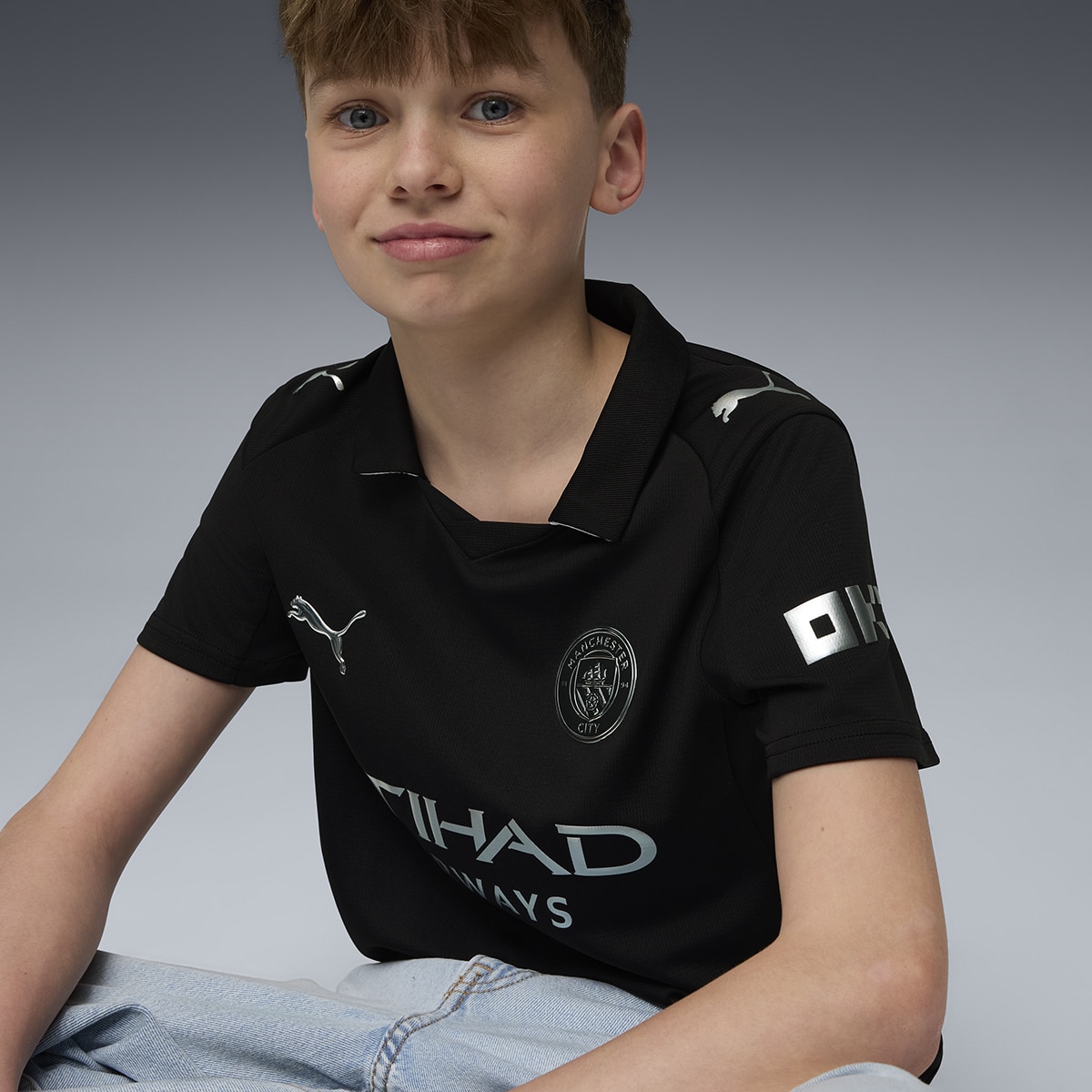 T-shirt de Futebol de Homem MCFC Away Jersey Replica Jr Preto-4