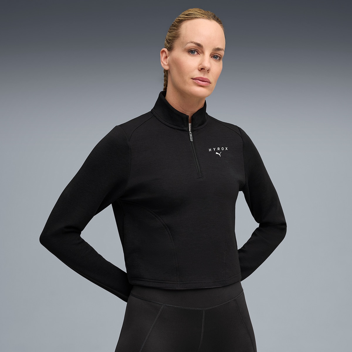 Sweatshirt x Hyrox Cloudspun 1/4 ZIP de Mulher Preto-1