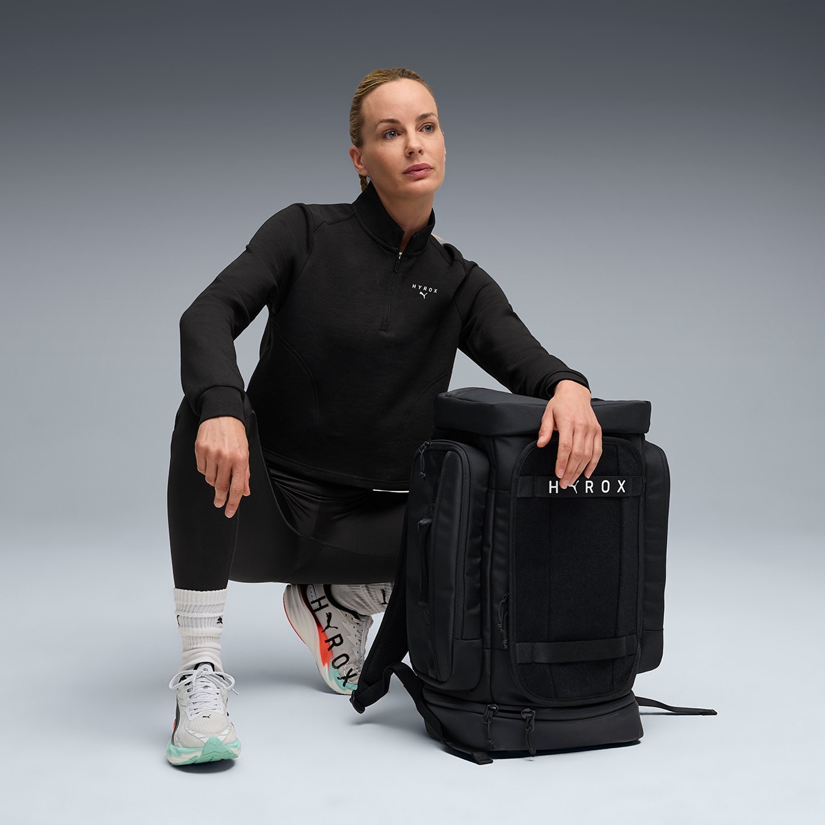 Sweatshirt x Hyrox Cloudspun 1/4 ZIP de Mulher Preto-4