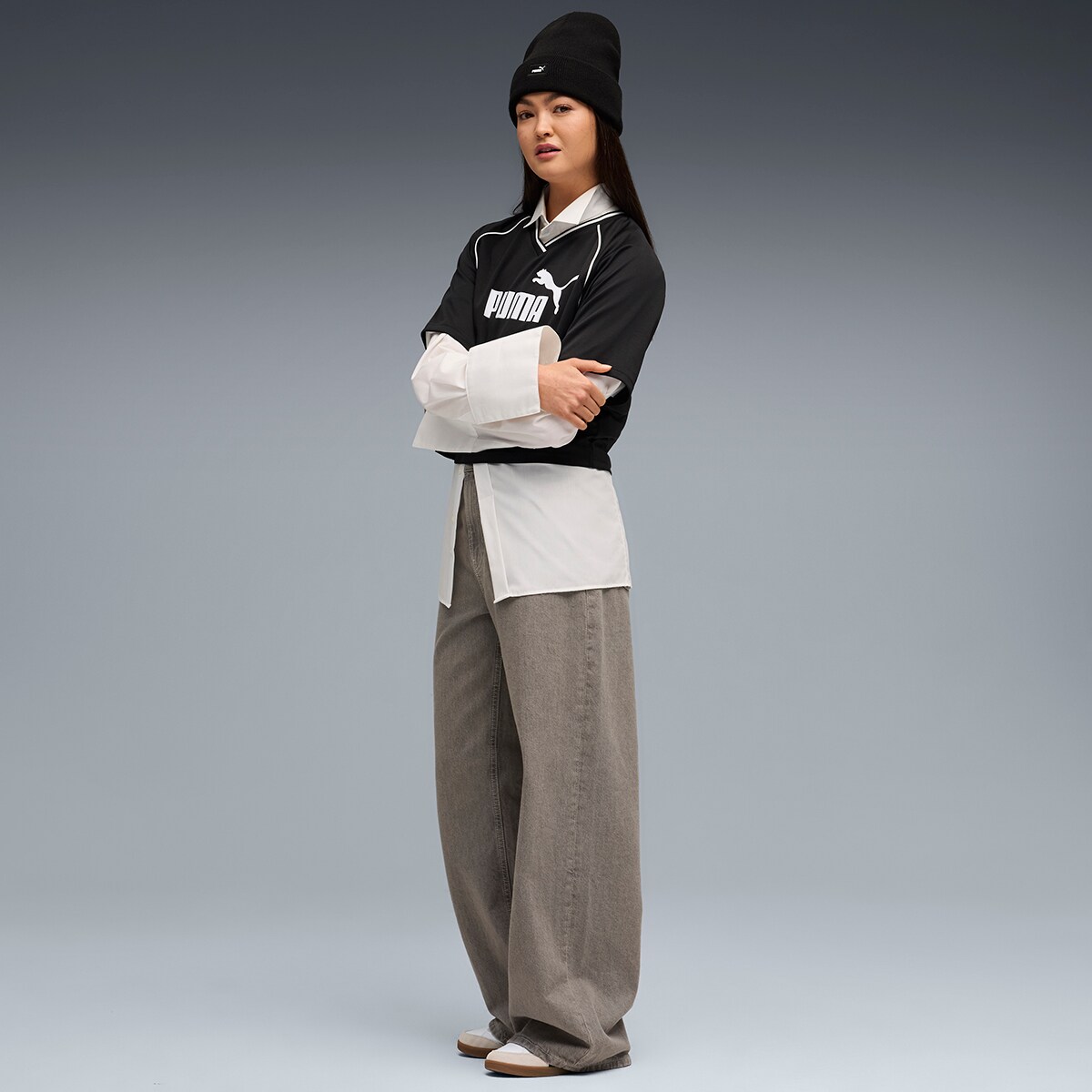 T-shirt ESS Relaxedped Football Jersey de Mulher Preto-3