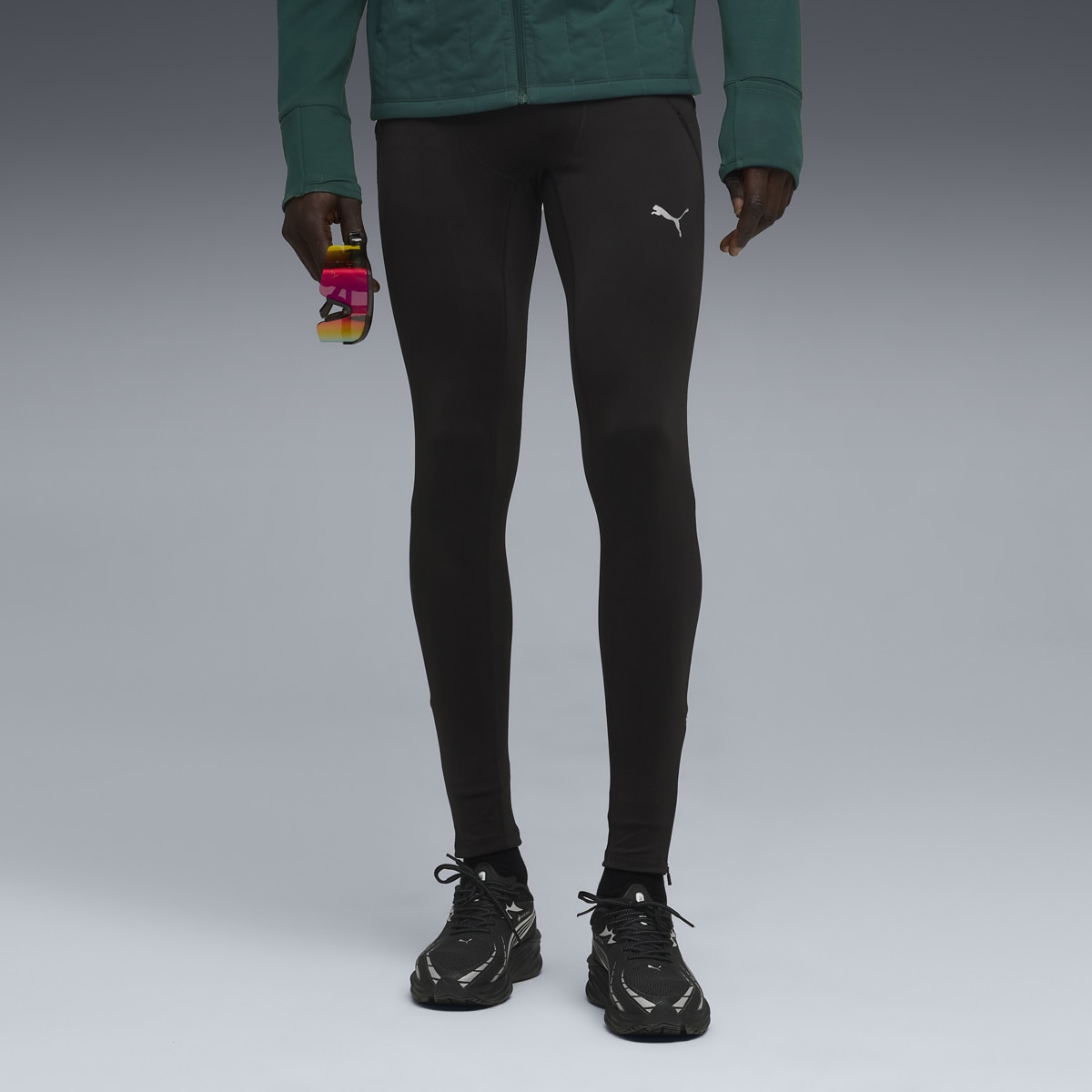 Leggings M Run Microfleece de Homem Preto-3