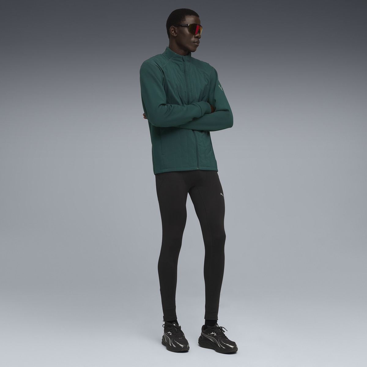 Leggings M Run Microfleece de Homem Preto-5