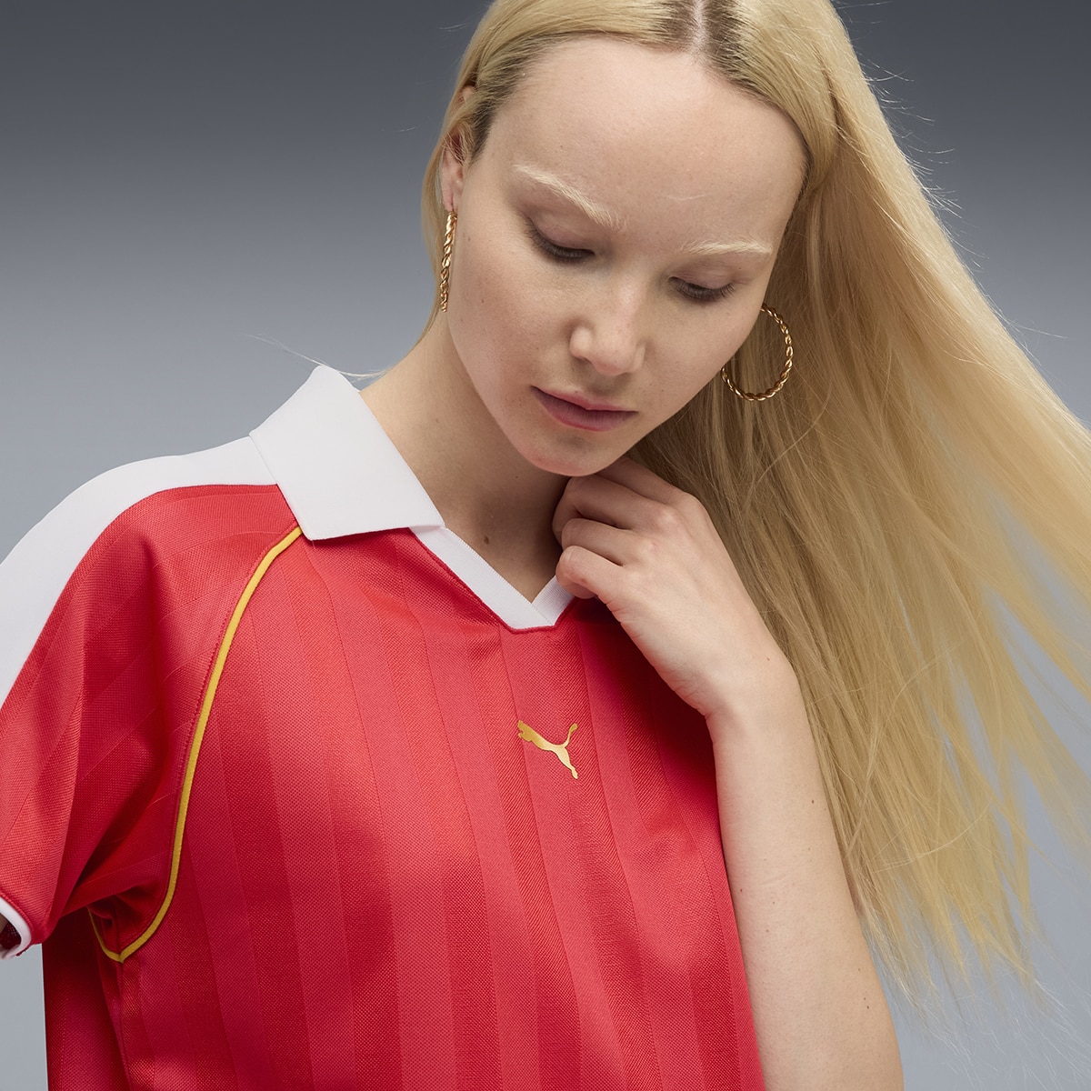 T-shirt T7 Relaxed Football Jersey de Mulher Vermelho-4