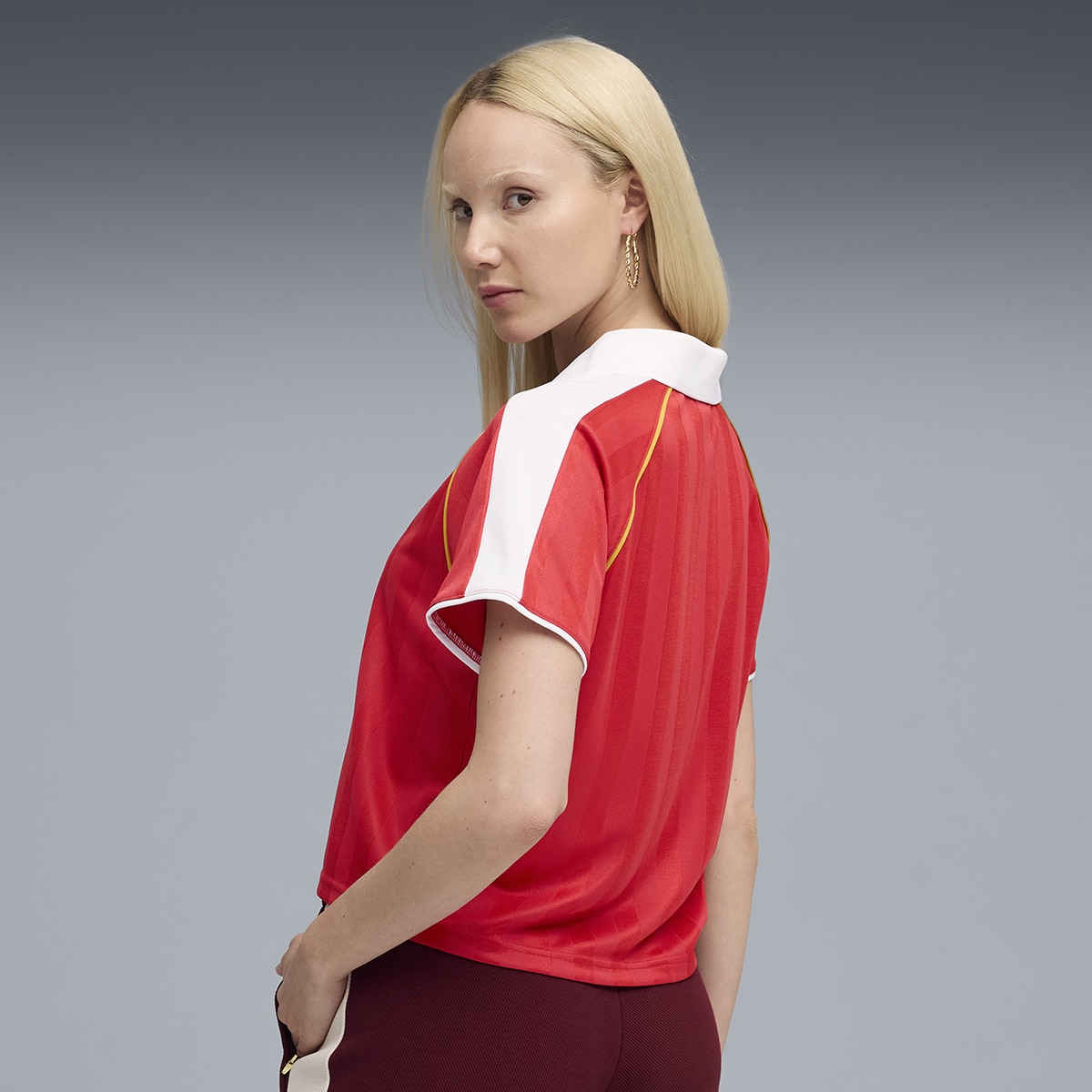 T-shirt T7 Relaxed Football Jersey de Mulher Vermelho-6