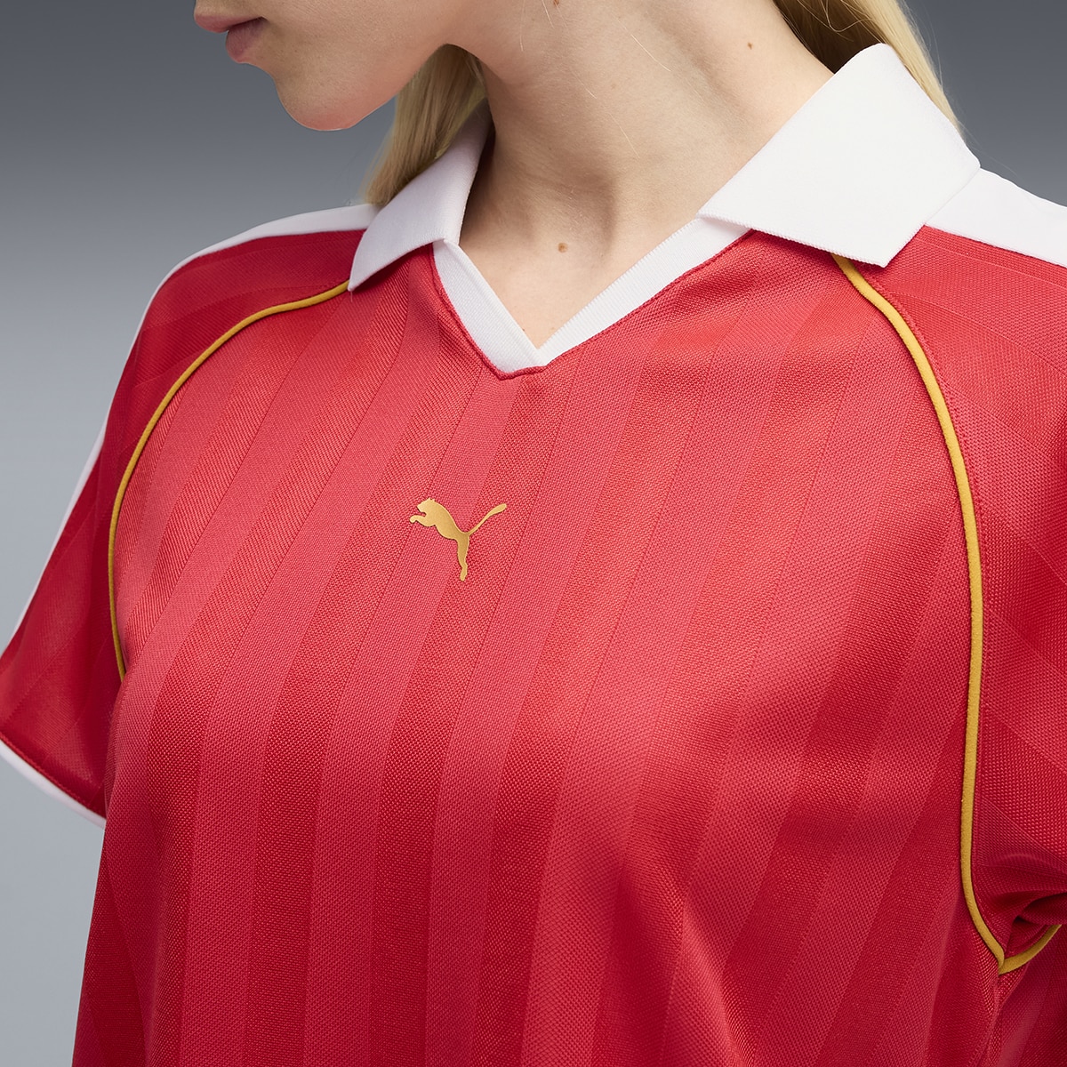 T-shirt T7 Relaxed Football Jersey de Mulher Vermelho-7