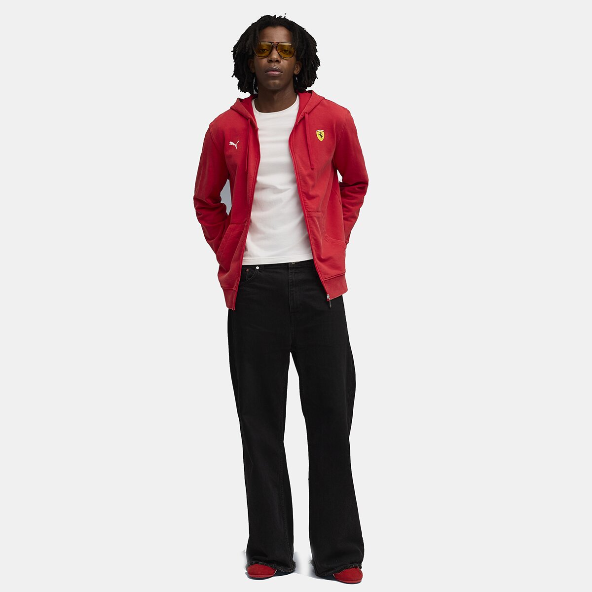 Sweatshirt com Fecho de Correr Ferrari Sportswear Hooded Sweat Unissexo Vermelho-3