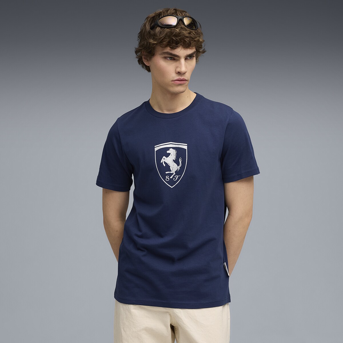 T-shirt Ferrari Sportswear Tonal Shield Unissexo Azul-2