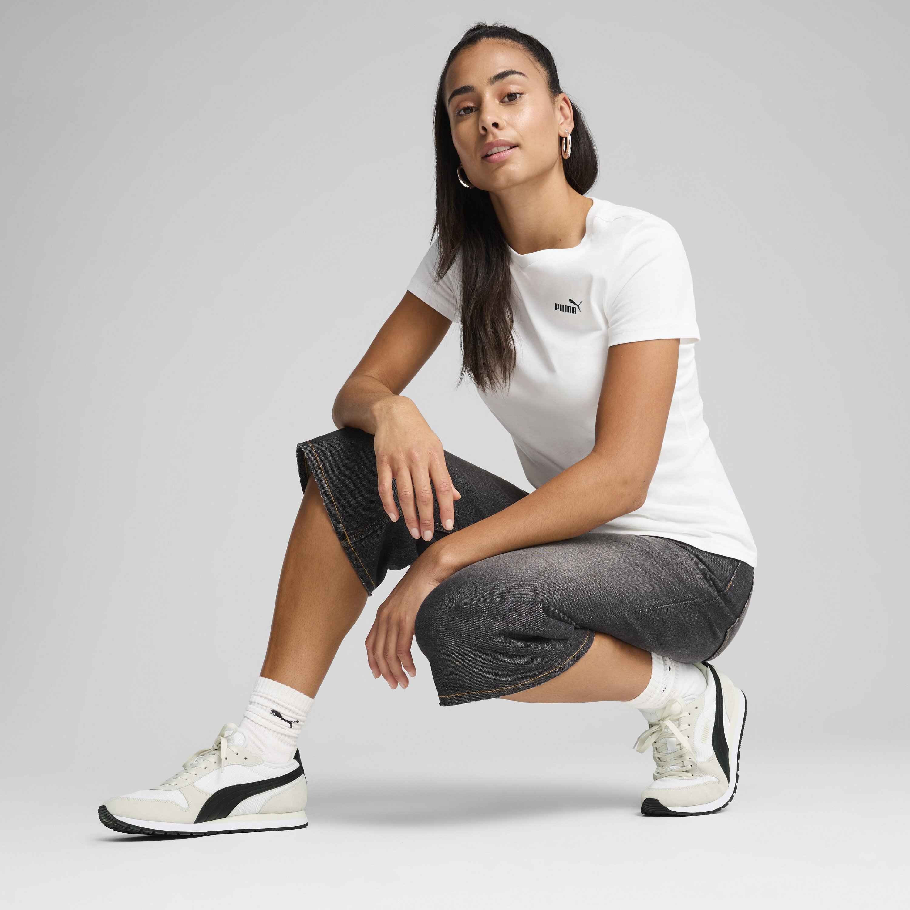 T-shirt ESS Small No. 1 Logo de Mulher Branco-3
