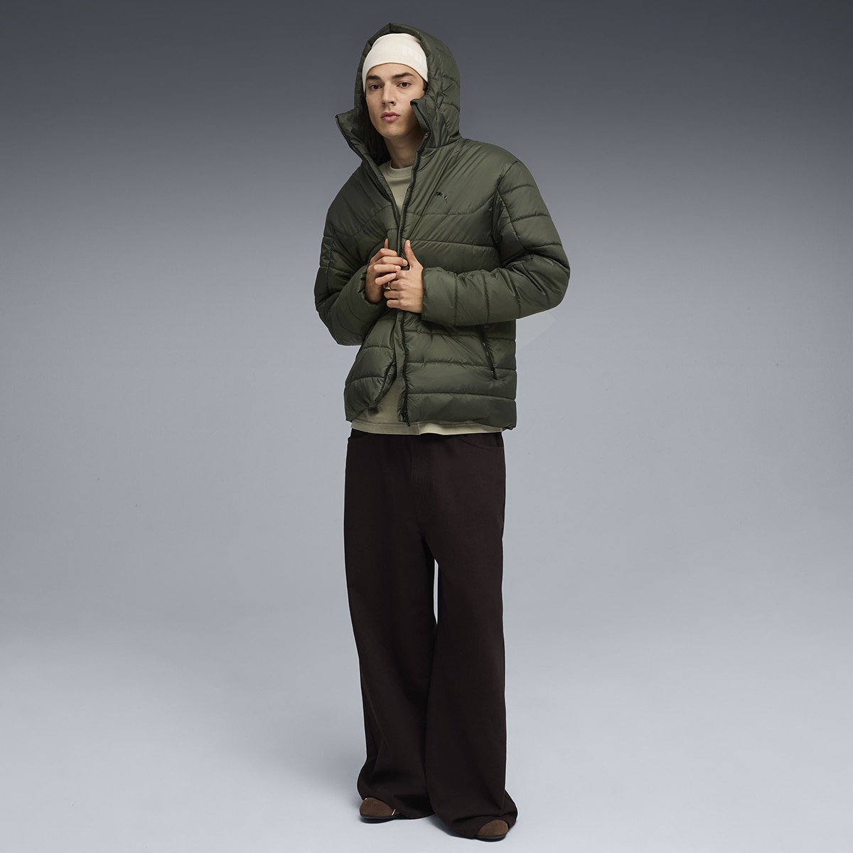 Sobretudo ESS Hooded Padded Unissexo Verde-5