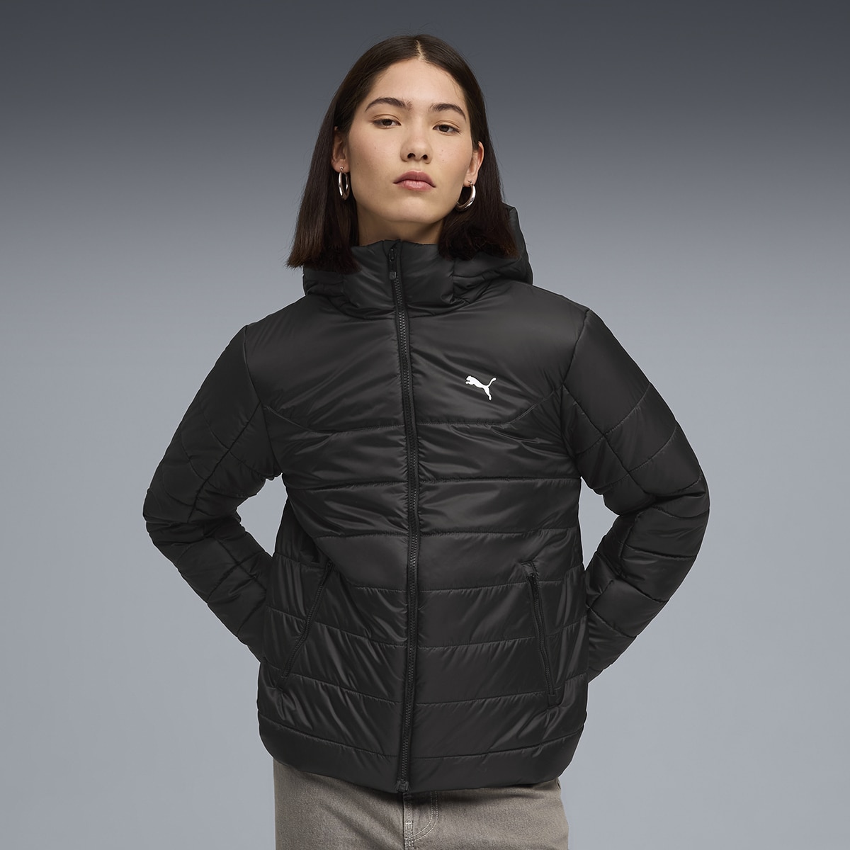 Sobretudo ESS Hooded Padded de Mulher Preto-3