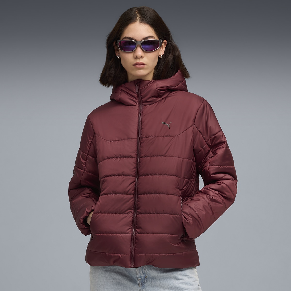 Sobretudo ESS Hooded Padded de Mulher Vermelho-3