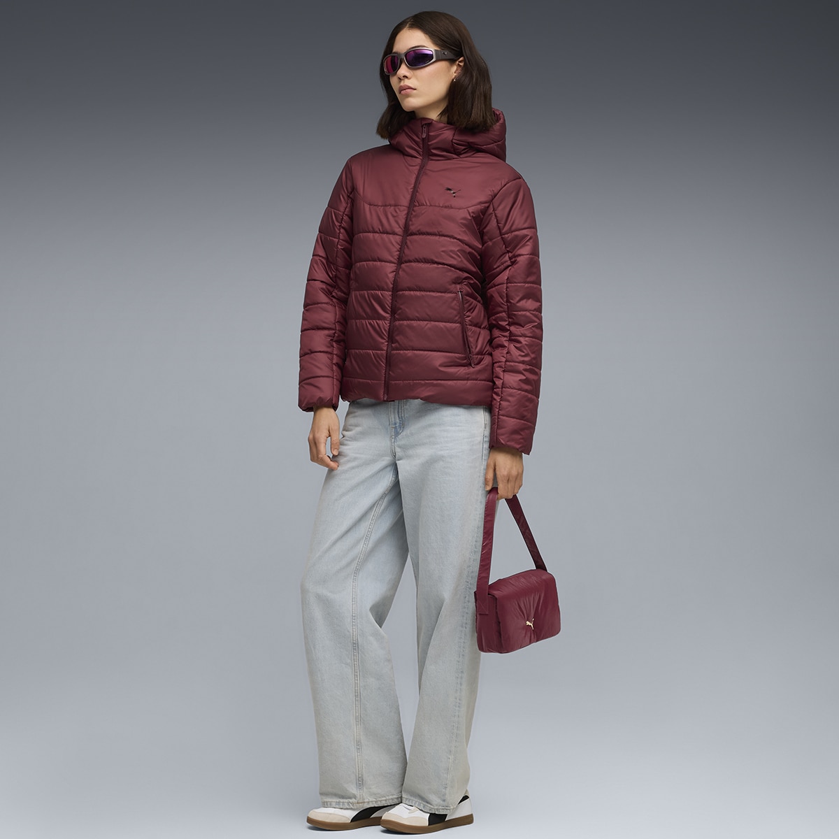Sobretudo ESS Hooded Padded de Mulher Vermelho-5