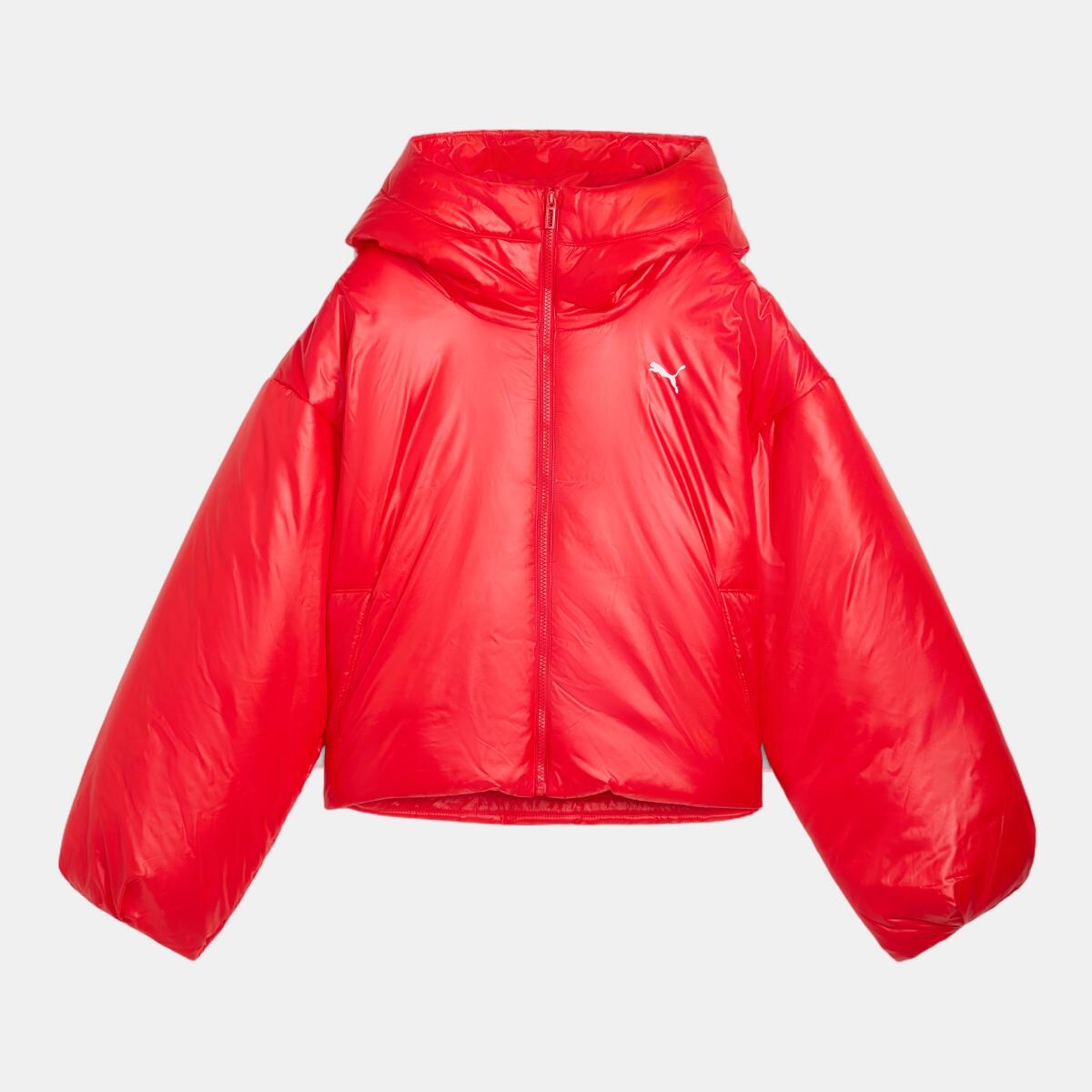 Sobretudo Wardrobe ESS Shiny Hooded Padded de Mulher Vermelho-7