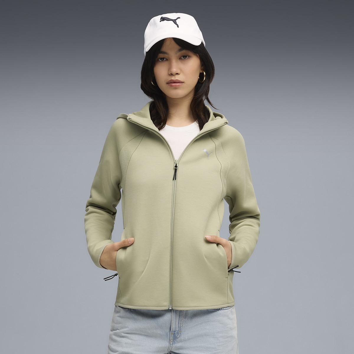 Sweatshirt Evostripe Full-Zip de Mulher Verde-3