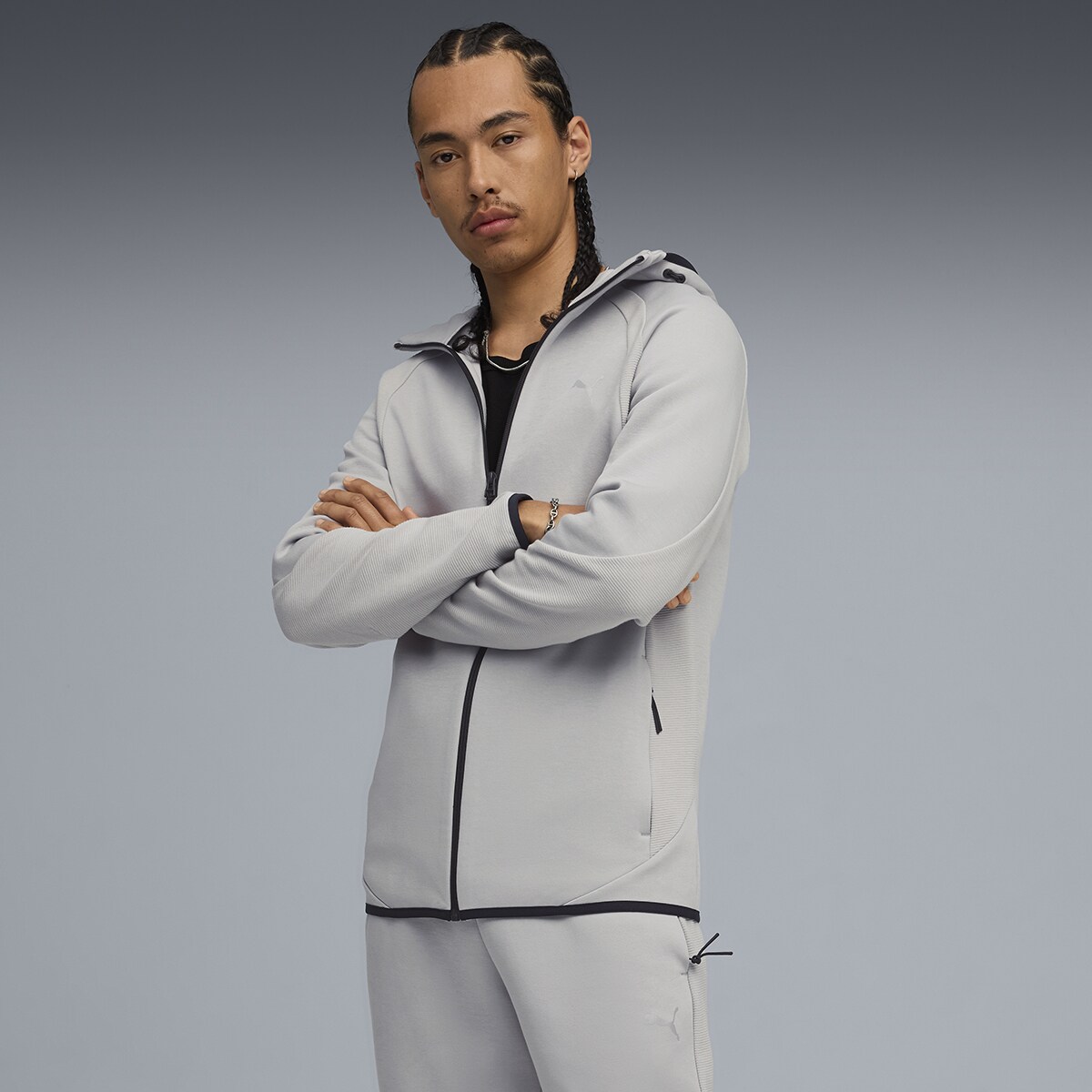 Sweatshirt Evostripe FZ Unissexo Cinzento-3