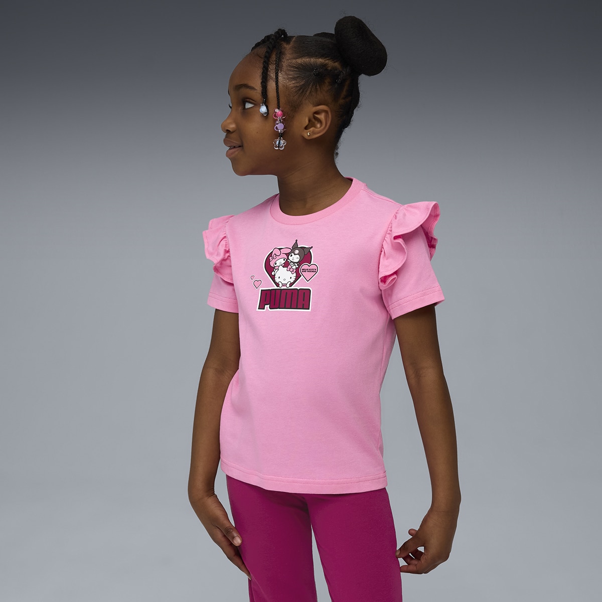 T-shirt de Menina X Hello Kitty & Friends Ruffle Rosa-3