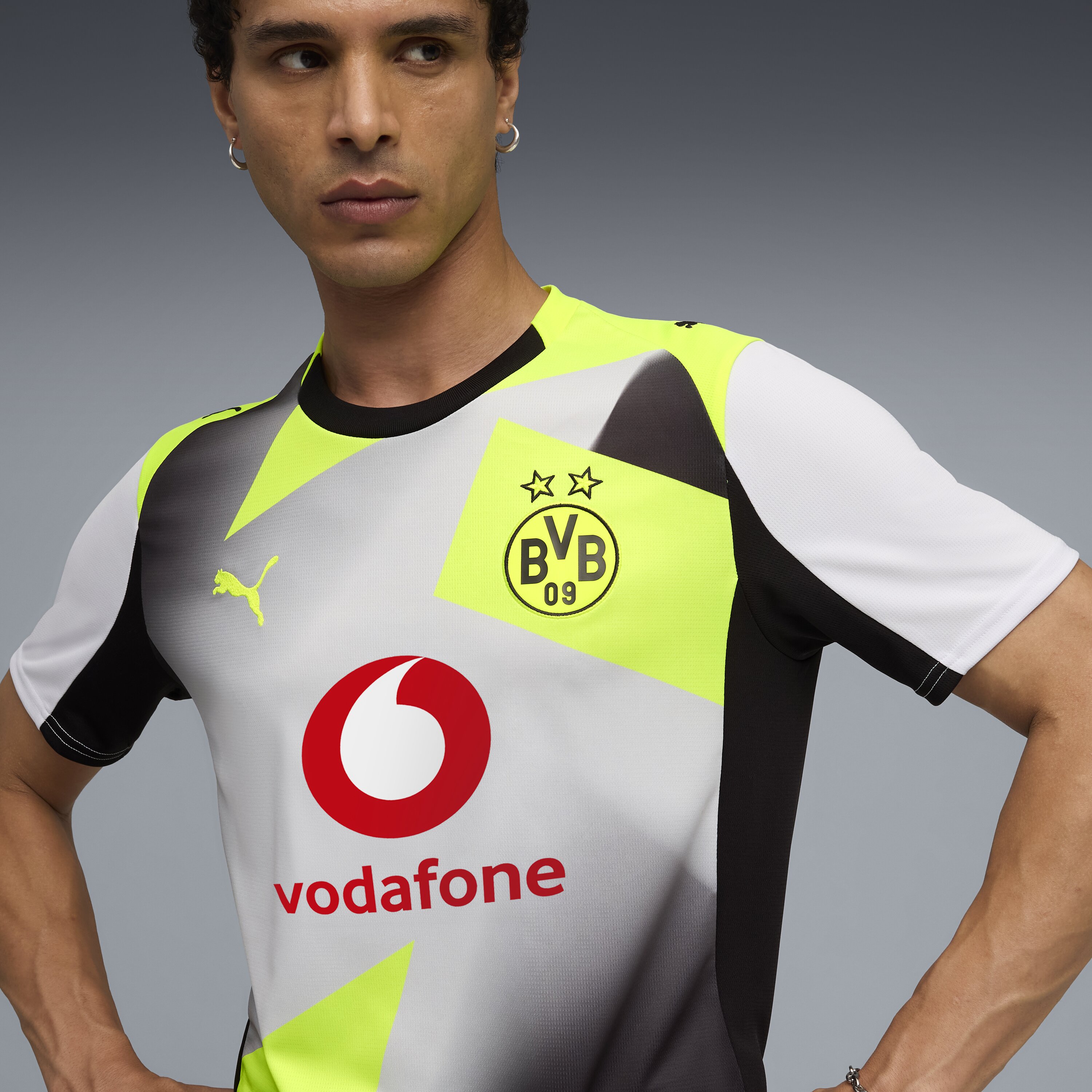 T-shirt de Homem Borussia Dortmund 2.º Equipamento Cinzento-3