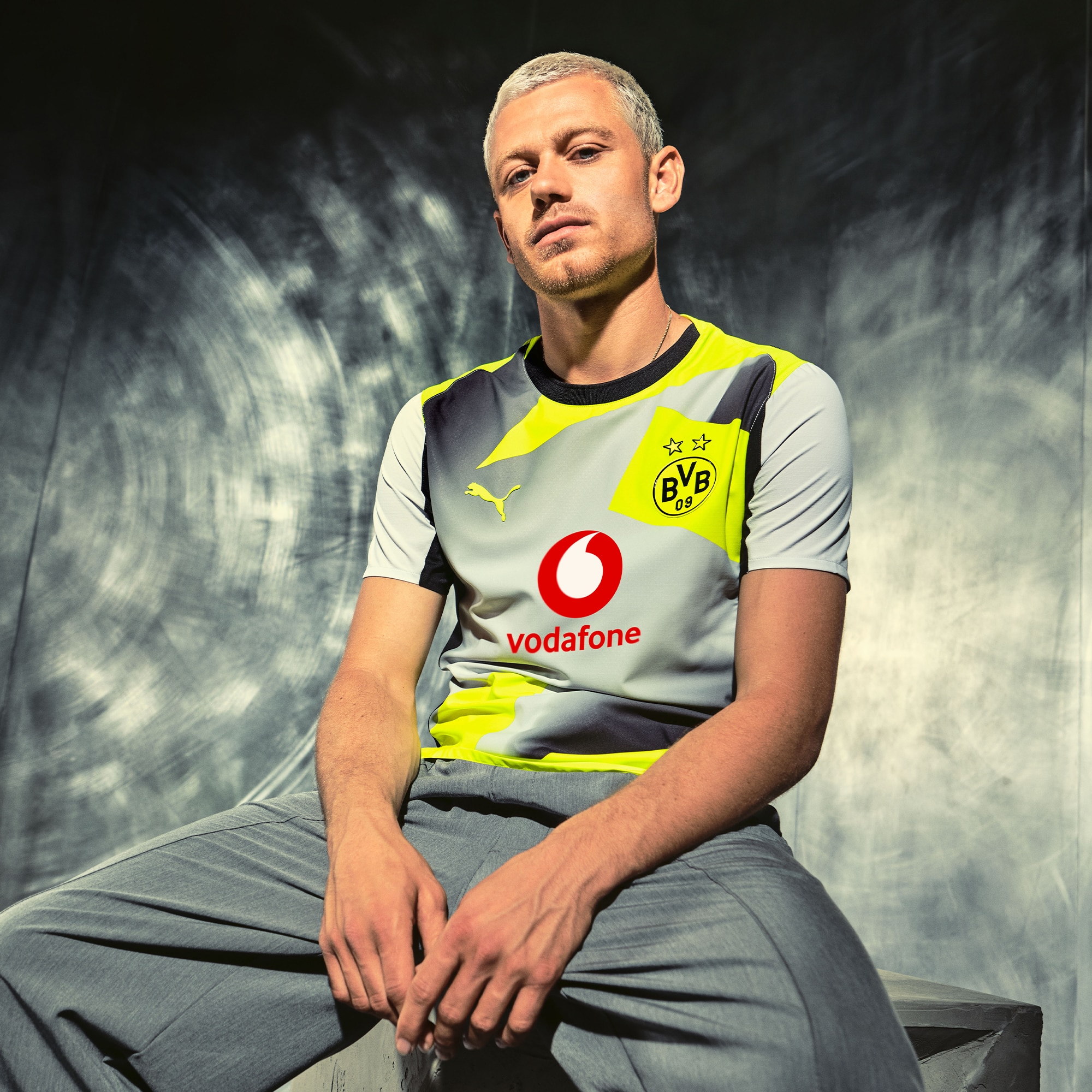 T-shirt de Homem Borussia Dortmund 2.º Equipamento Cinzento-6