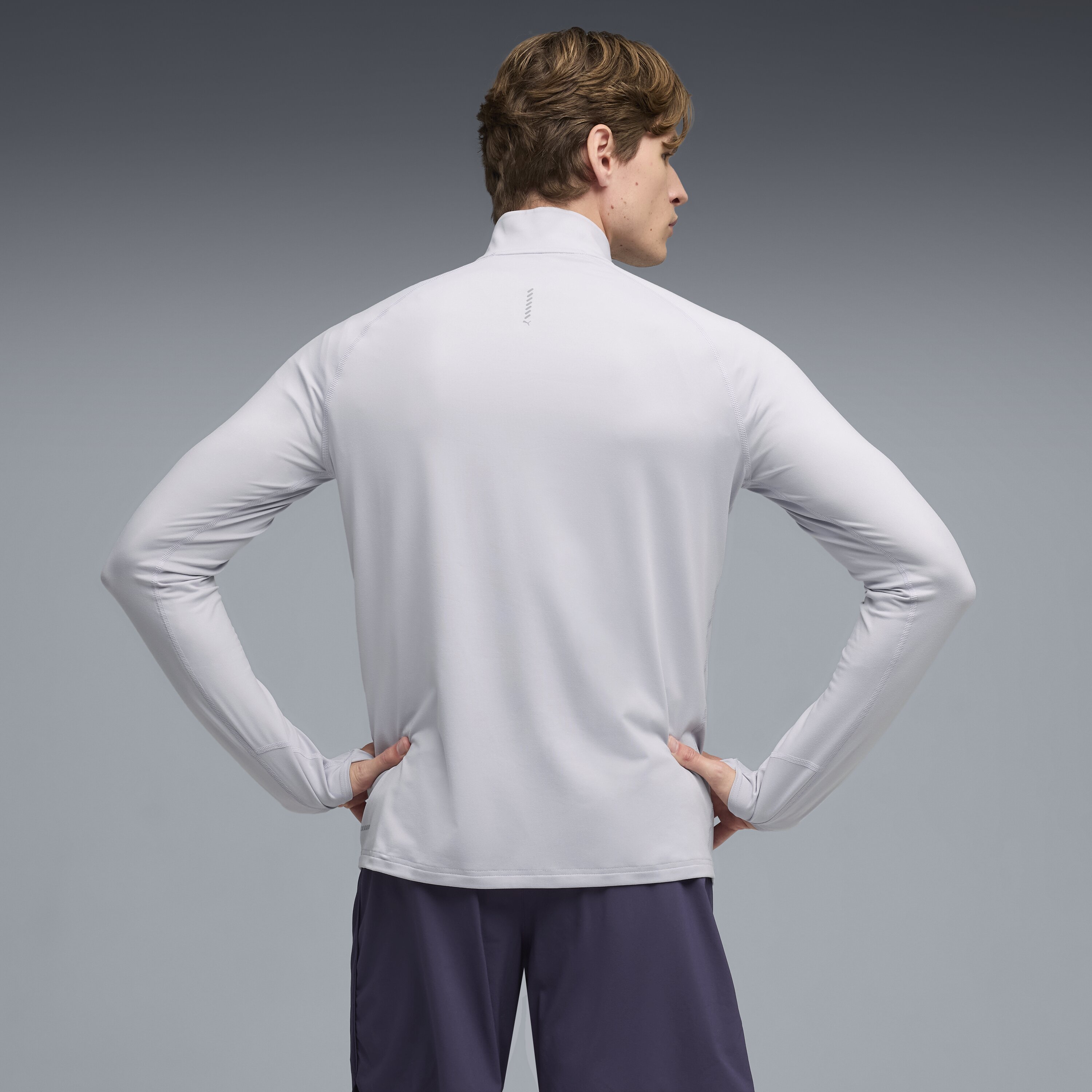 Corta-Vento de Running de Homem Run Velocity Cloudspun 1/4 ZIP Cinzento-2