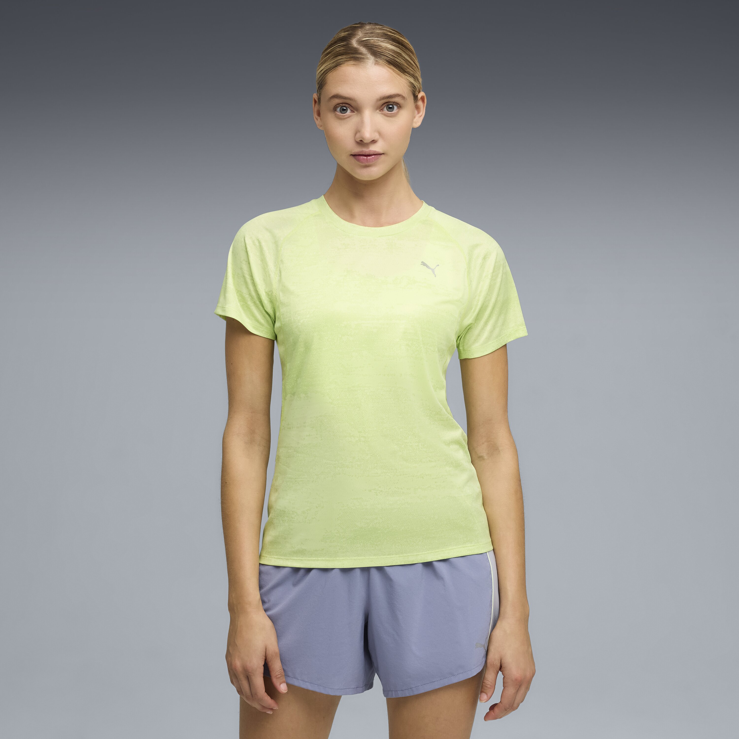 T-shirt de Running de Mulher Run Velocity Verde-1