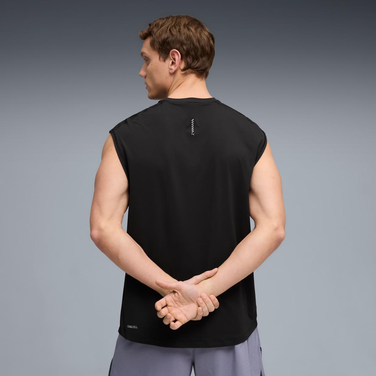 T-shirt sem Mangas de Running de Homem Run CoolCELL Preto-2