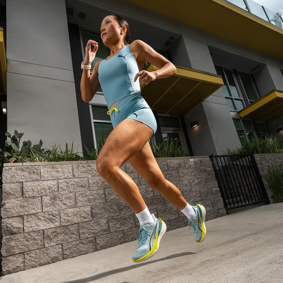 Tops de Running de Mulher Lightspeed Crop Azul-5