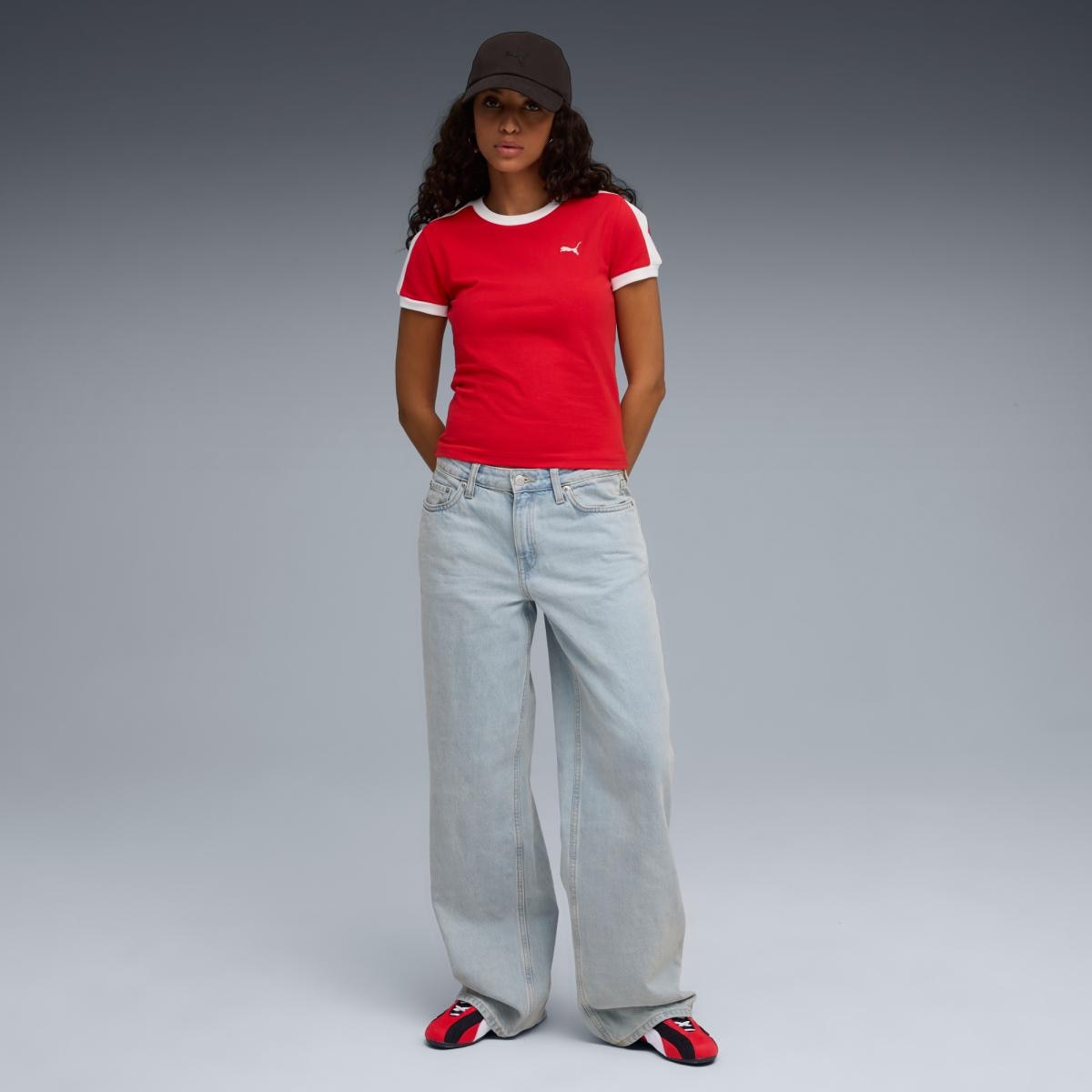 T-shirt Casual de Mulher T7 Slim Vermelho-3