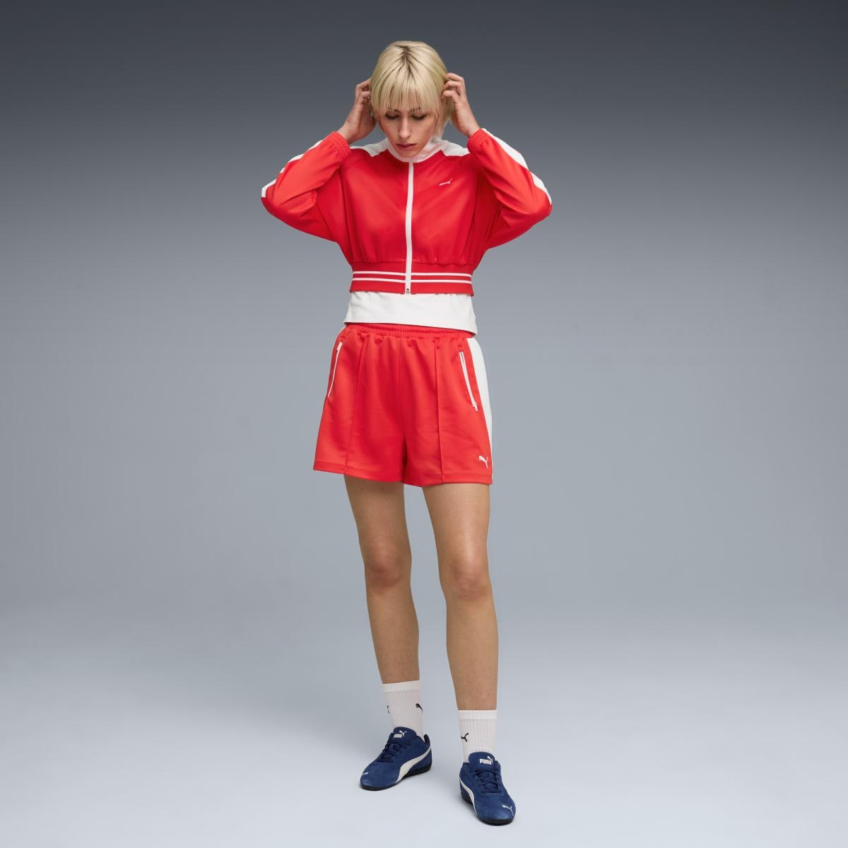 Casaco Casual de Mulher T7 Pique Relaxed Cropped Vermelho-3