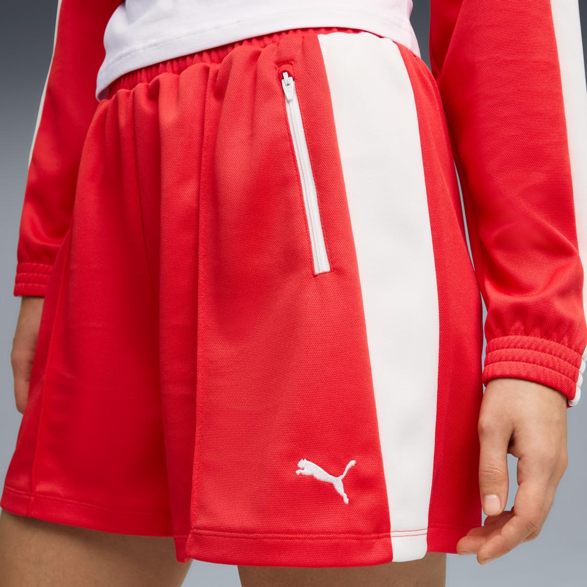 Calções Casual de Mulher T7 Relaxed Pintuck Vermelho-3