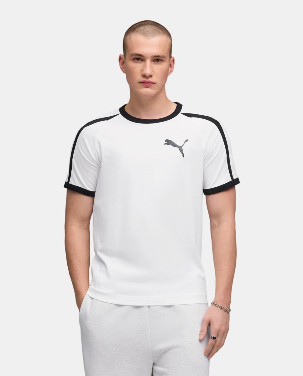 T-shirt Casual de Homem T7 Big Cat Ringer Branco-1