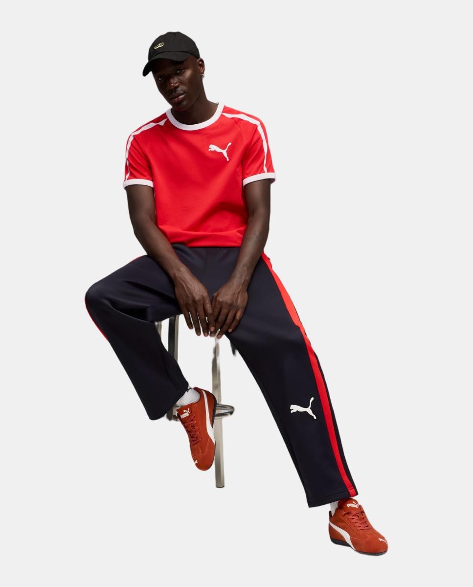 T-shirt Casual de Homem T7 Big Cat Ringer Vermelho-3