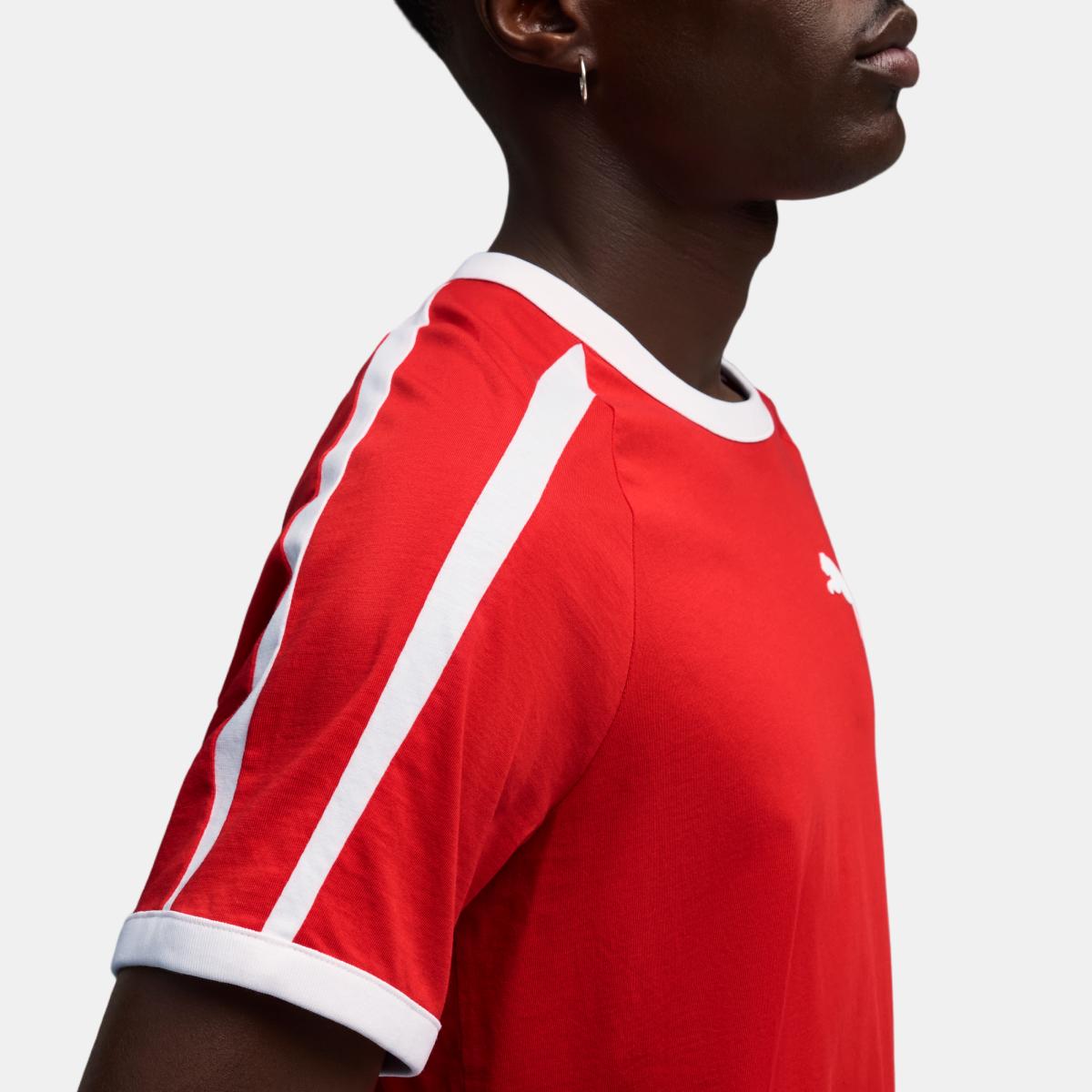T-shirt Casual de Homem T7 Big Cat Ringer Vermelho-5