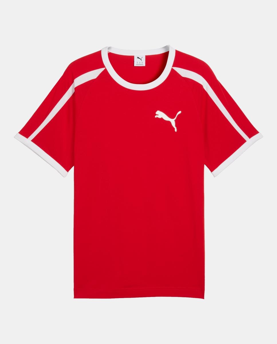 T-shirt Casual de Homem T7 Big Cat Ringer Vermelho-6