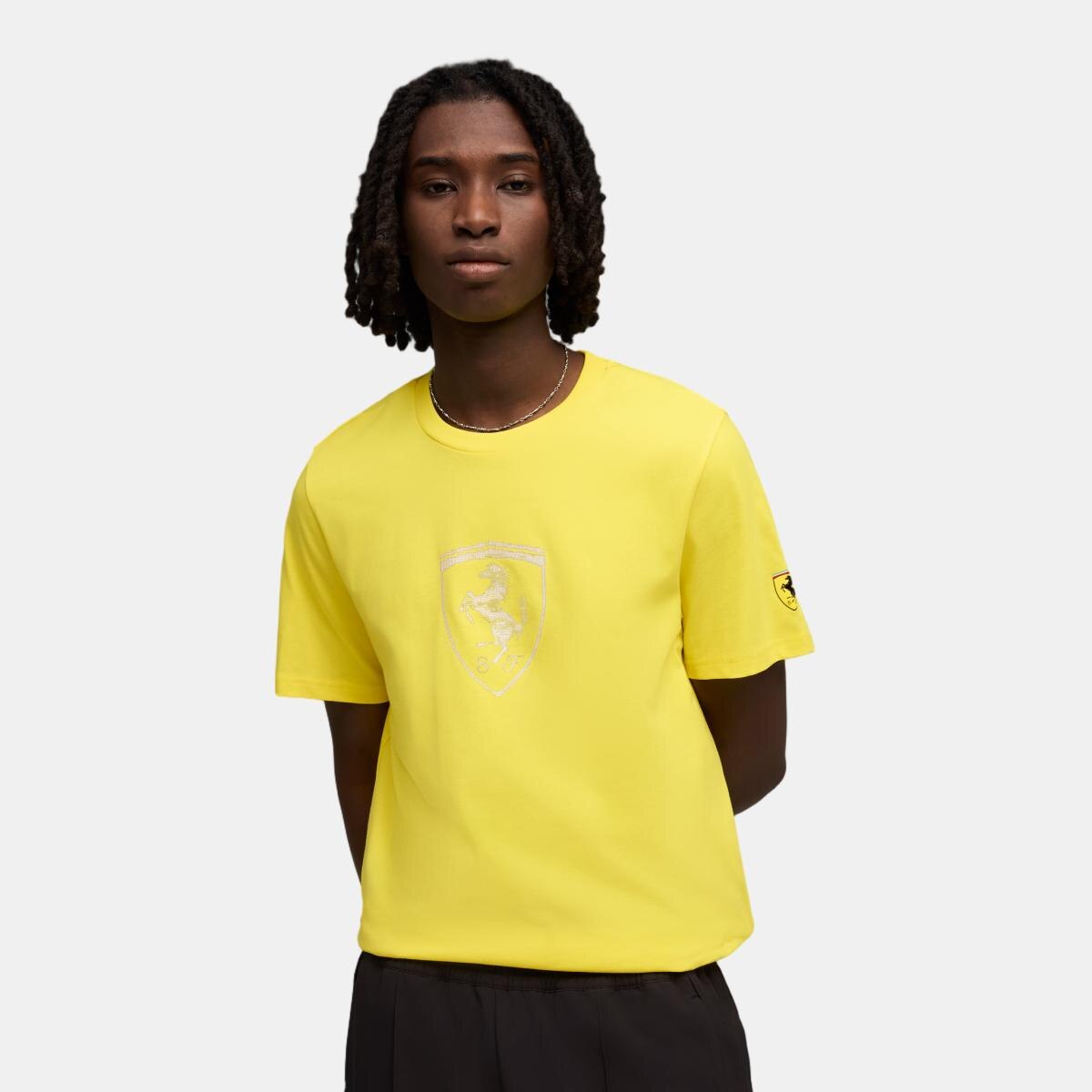 T-shirt Casual de Homem Ferrari Tonal Shield Amarelo-1
