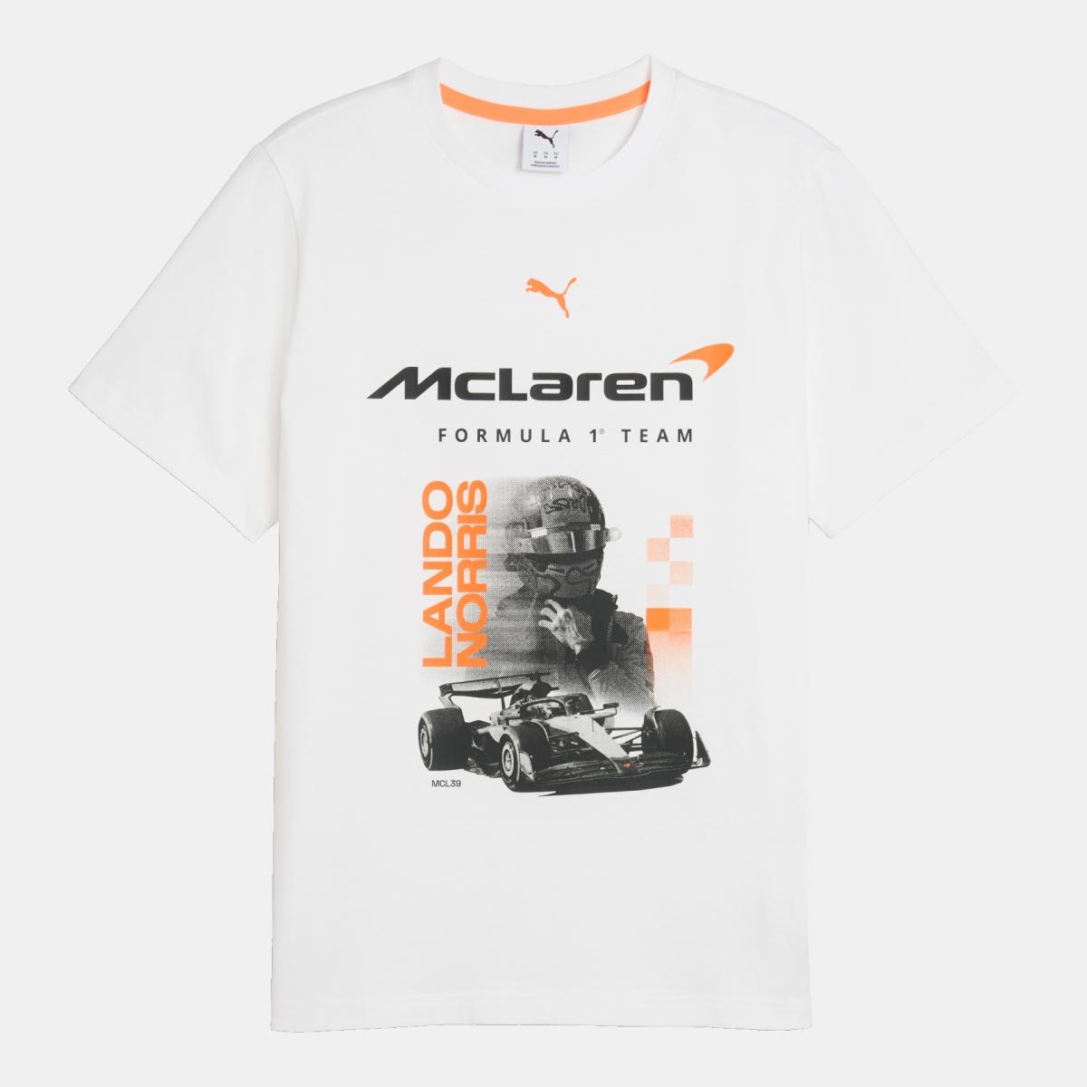 T-shirt Casual de Homem McLaren Racing Driver Norris Branco-4