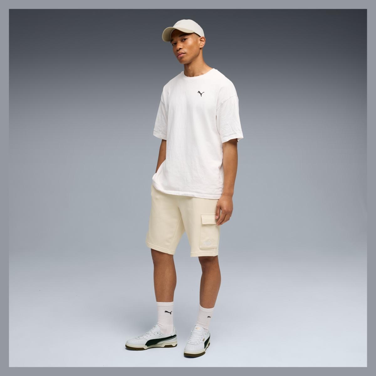 Calções Casual de Homem ESS No. 1 Logo Cargo Branco-3