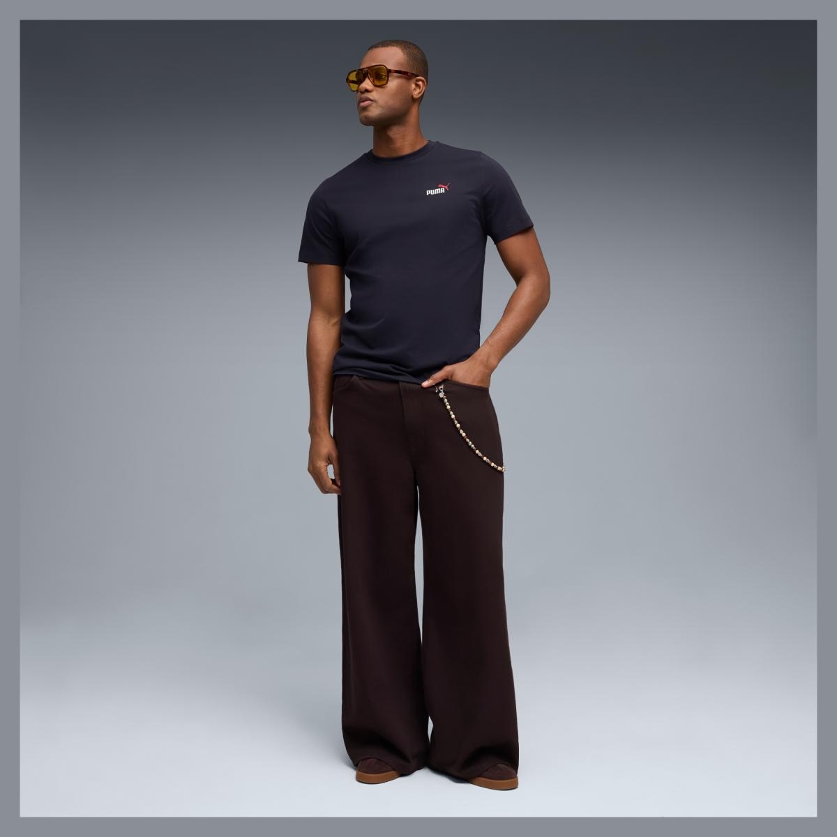 T-shirt Casual de Homem ESS 2 COLOR Small No. 1 Logo Azul-3