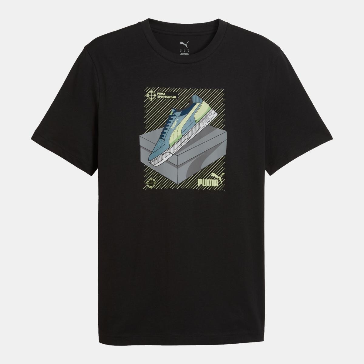 T-shirt Casual de Homem Graphic Sneaker Preto-4