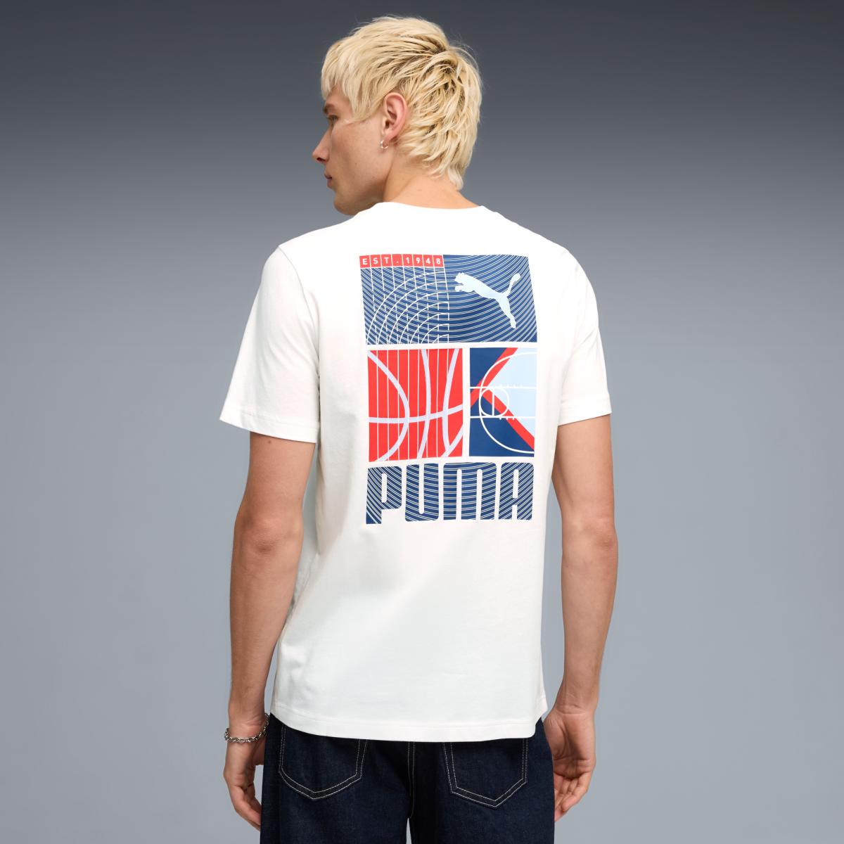 T-shirt Casual de Homem Graphic Sports Branco-2