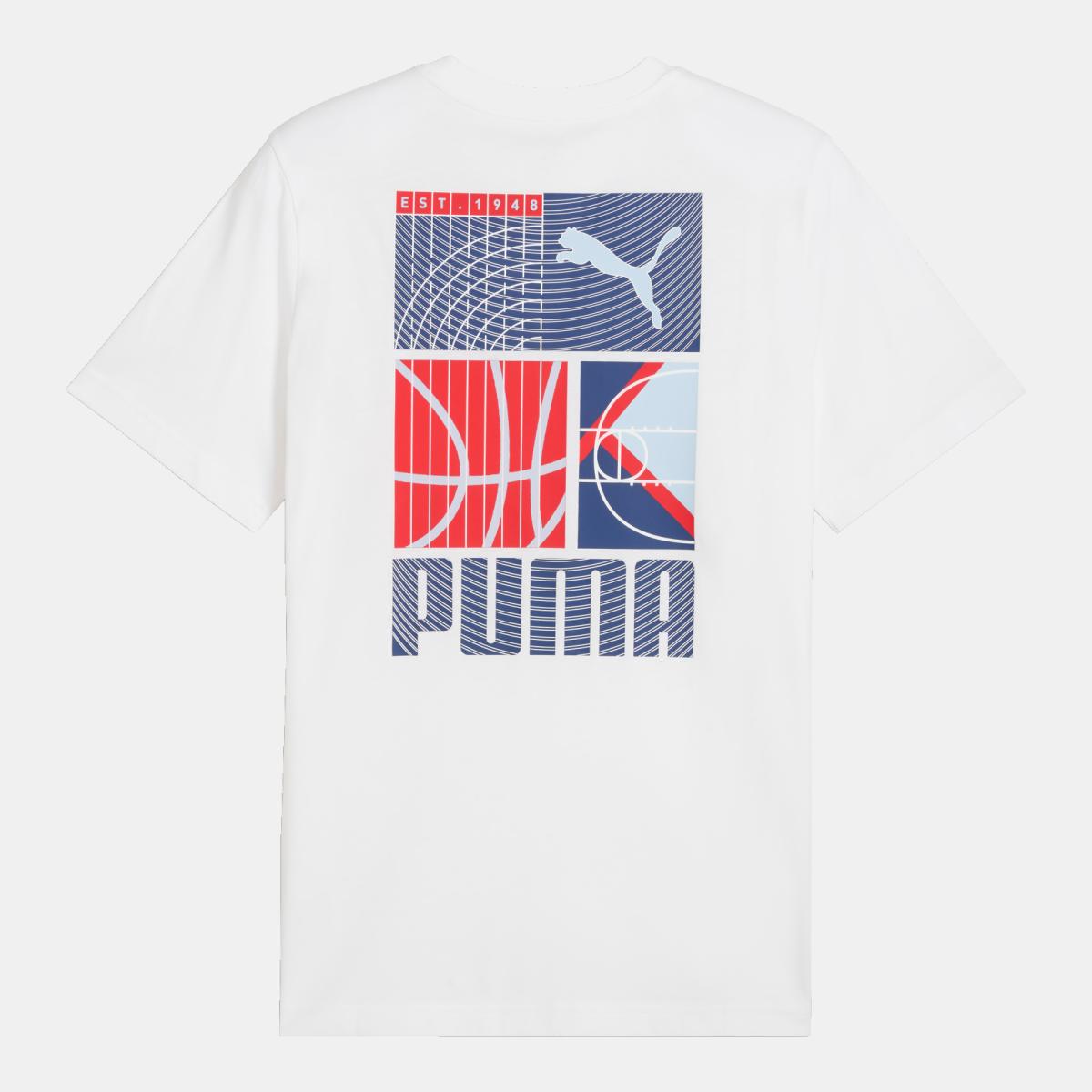 T-shirt Casual de Homem Graphic Sports Branco-5