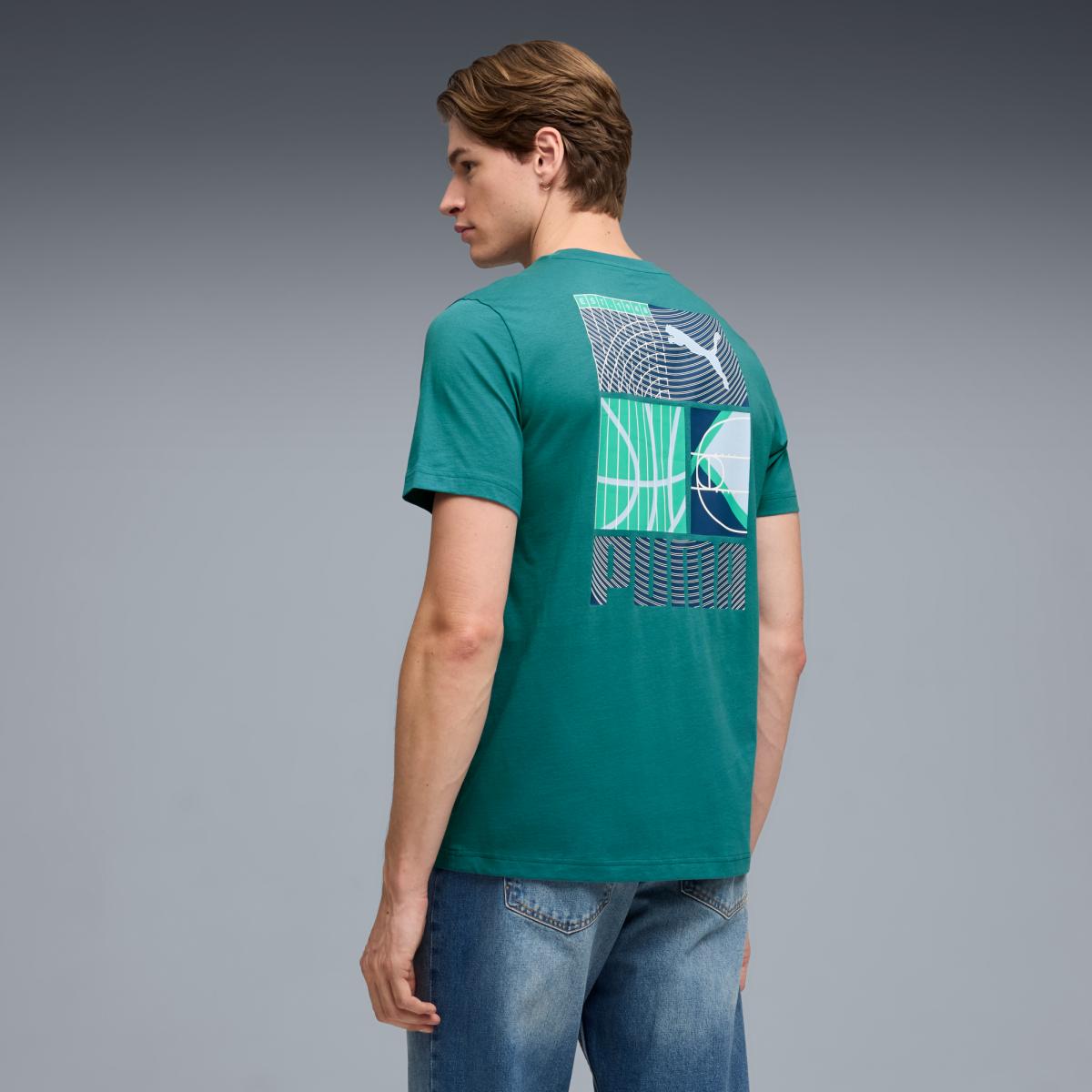 T-shirt Casual de Homem Graphic Sports Verde-2