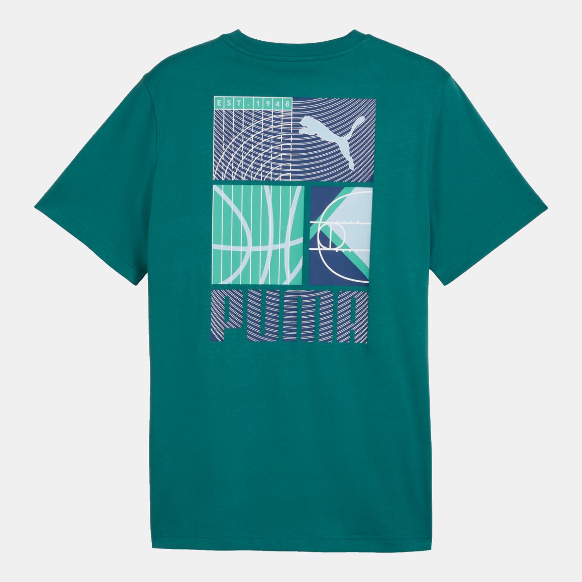 T-shirt Casual de Homem Graphic Sports Verde-5