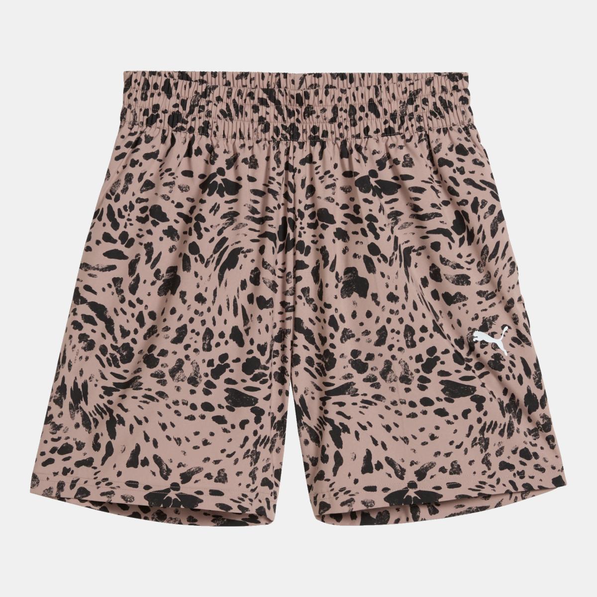 Calções Casual de Mulher ESS GRAPH Animal Woven Castanho-4